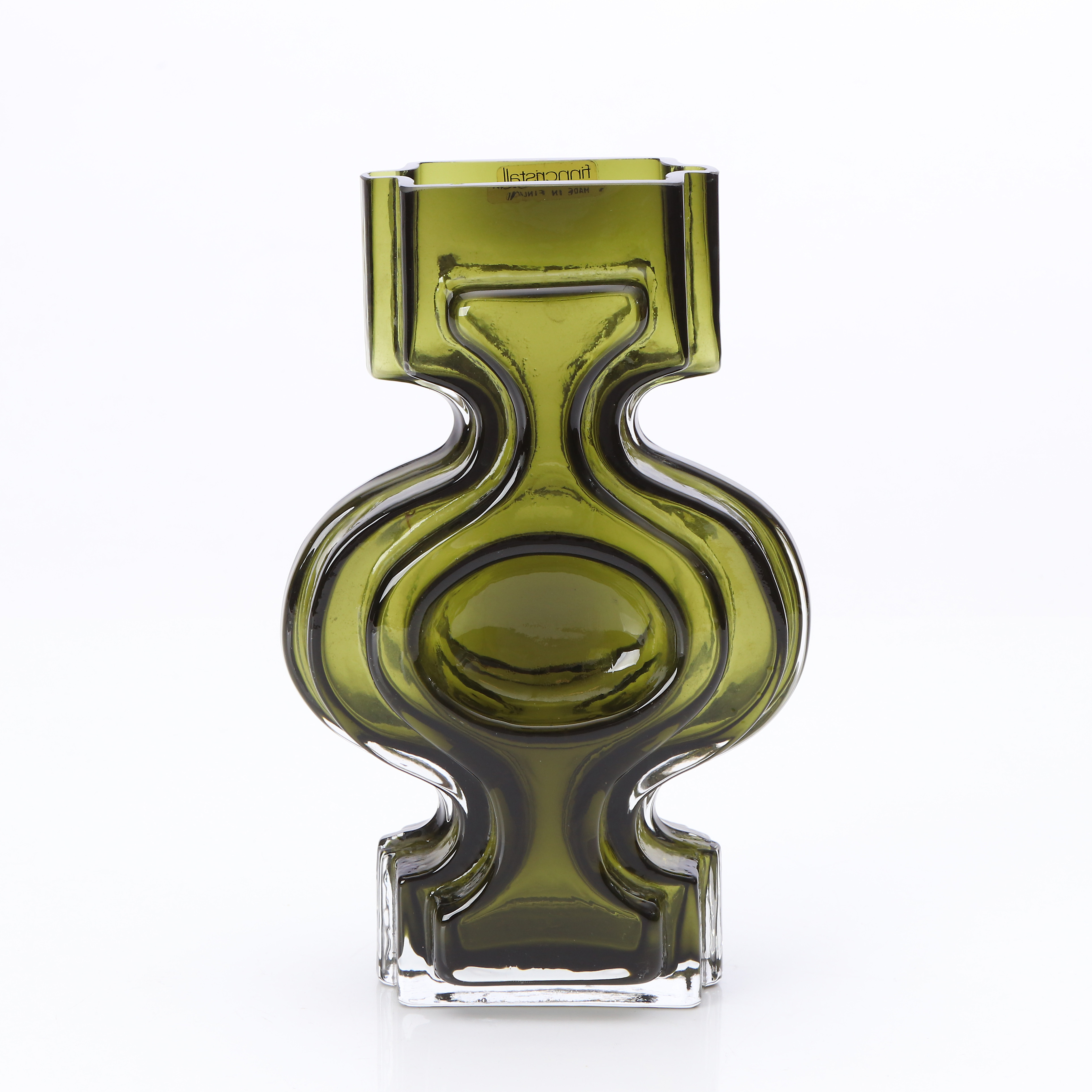 FINN CRISTAL, VAS. Grönt glas. Finland, 1900-talets andra hälft.