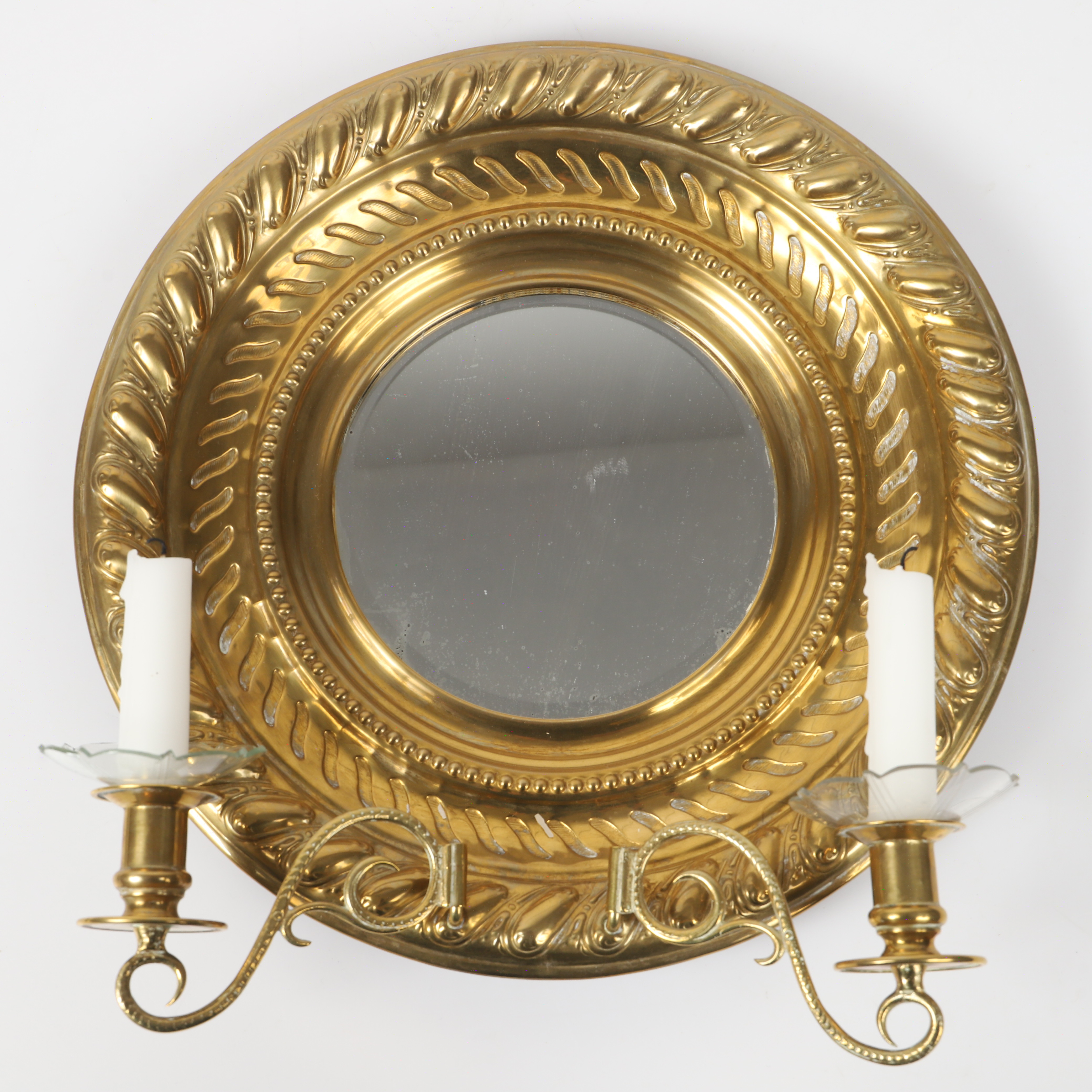 SPEGELLAMPETT, mässingsplåt/glas, 1800/1900-tal.