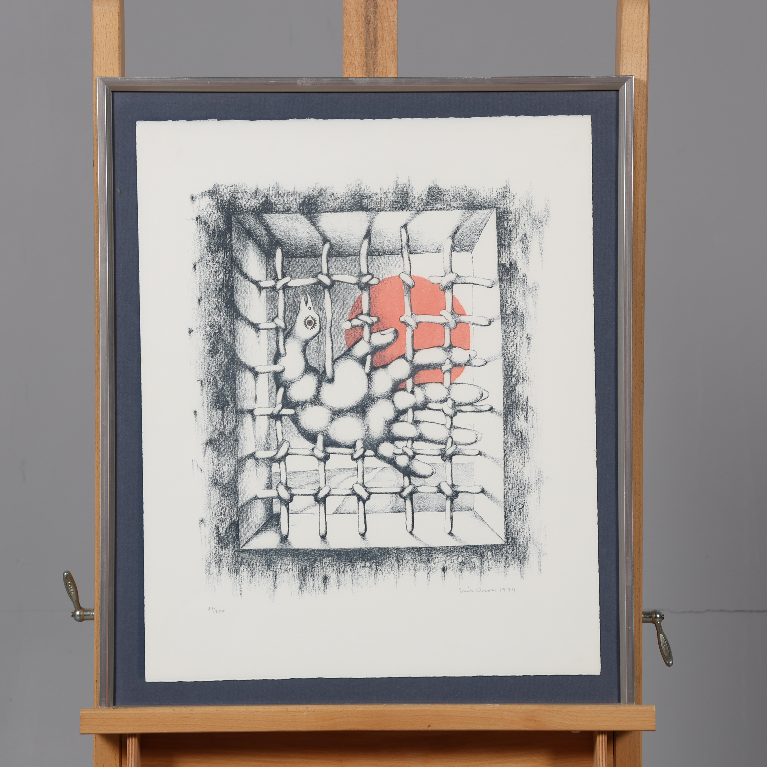 ERIK OLSON. LITOGRAFI, signerad samt numrerad 83/250, daterad 1974.