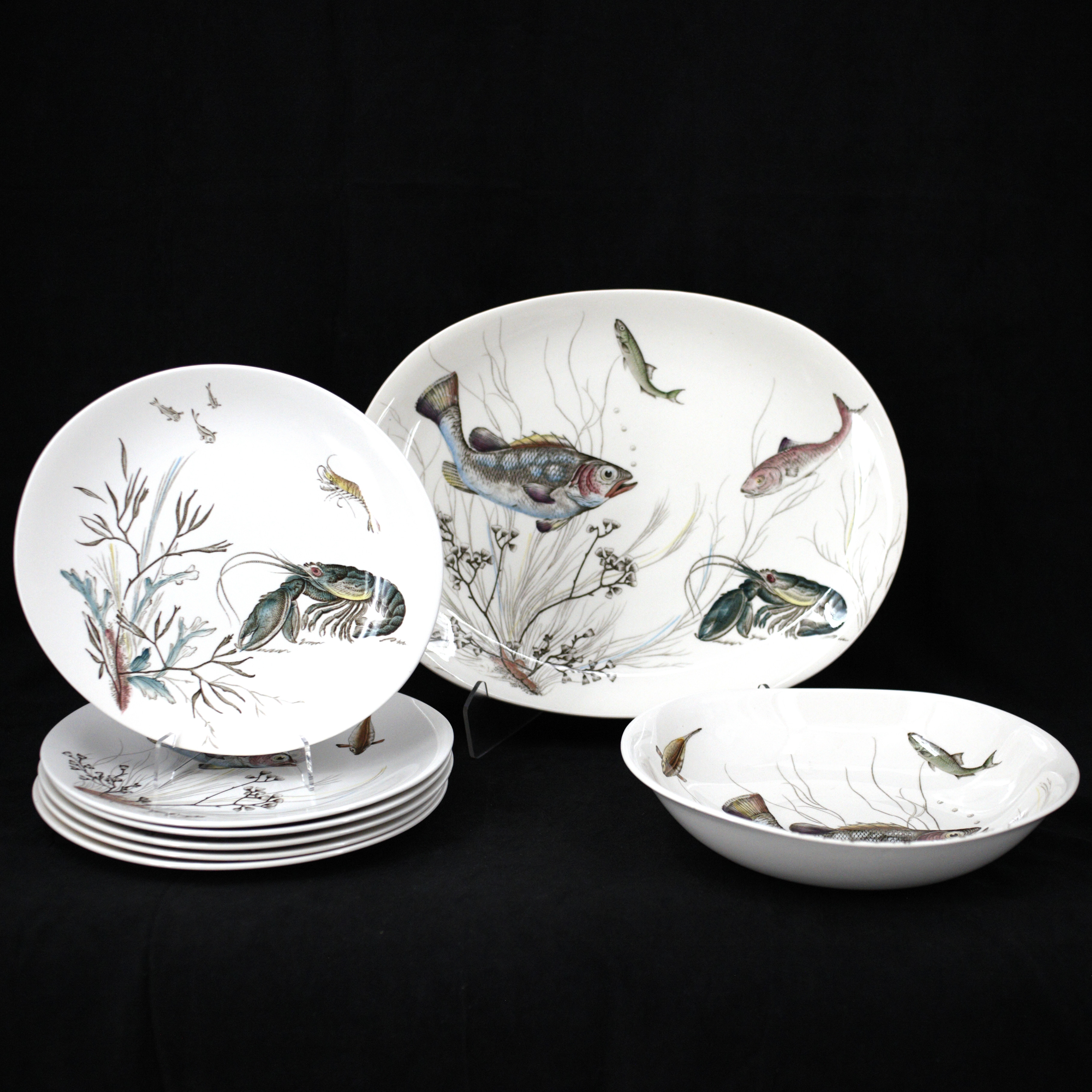 MATSERVIS, 8 delar, "Fish", porslin, Johnson Bros, England.