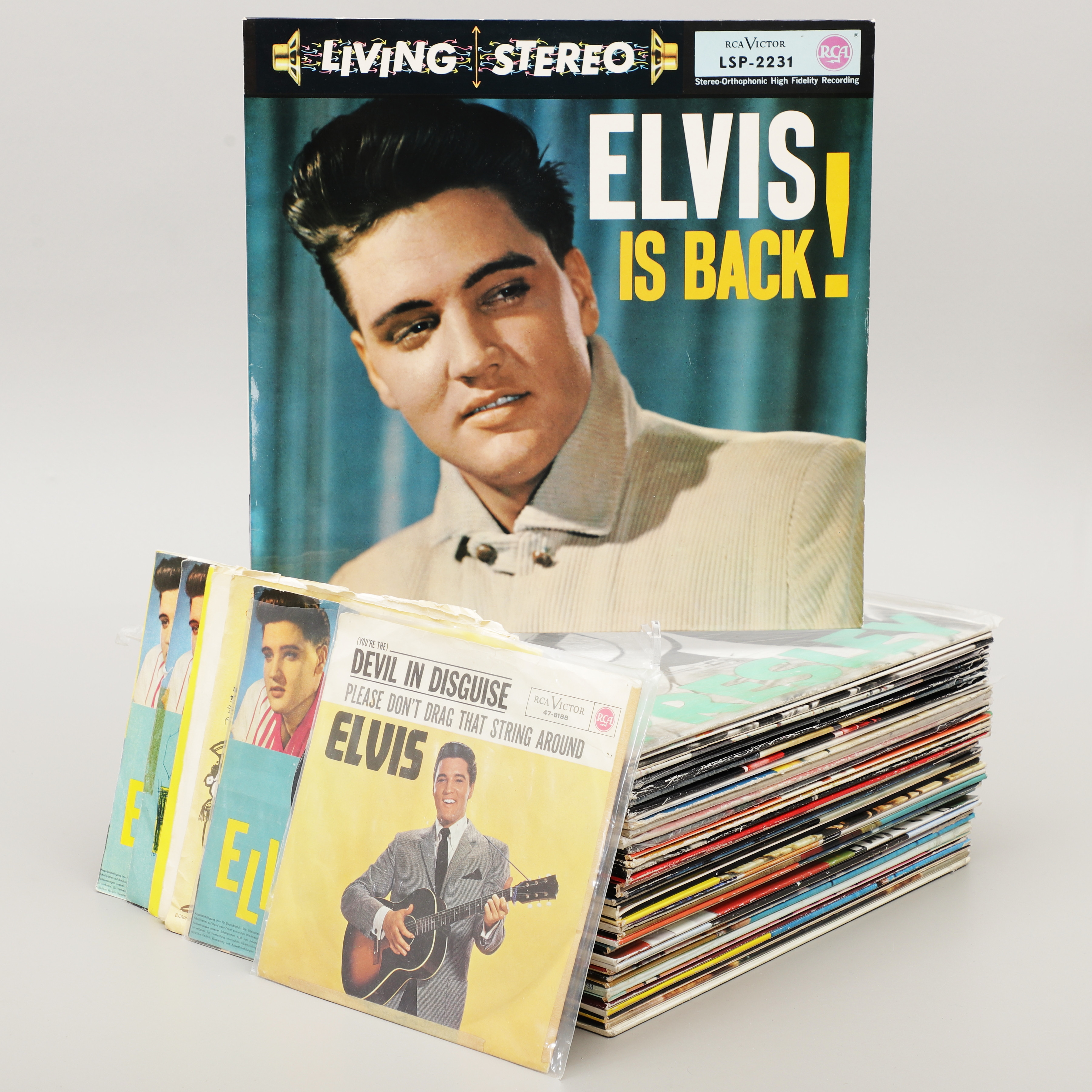 ELVIS PRESLEY. ca 45 st vinylskivor, 1900-talets andra hälft.