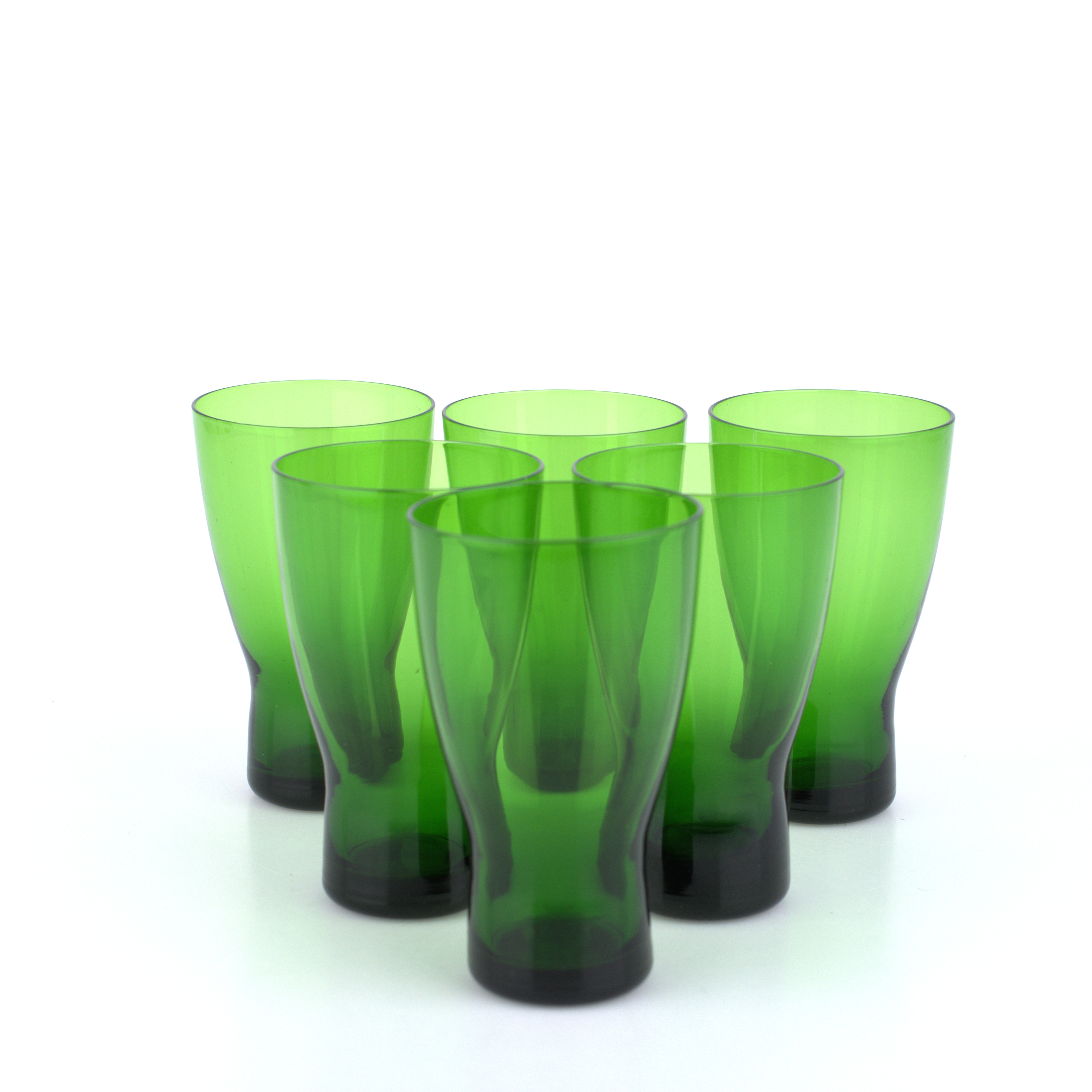 GUNNAR ANDER. Dricksglas, 6 st, gröntonat glas, troligen Lindshammar.