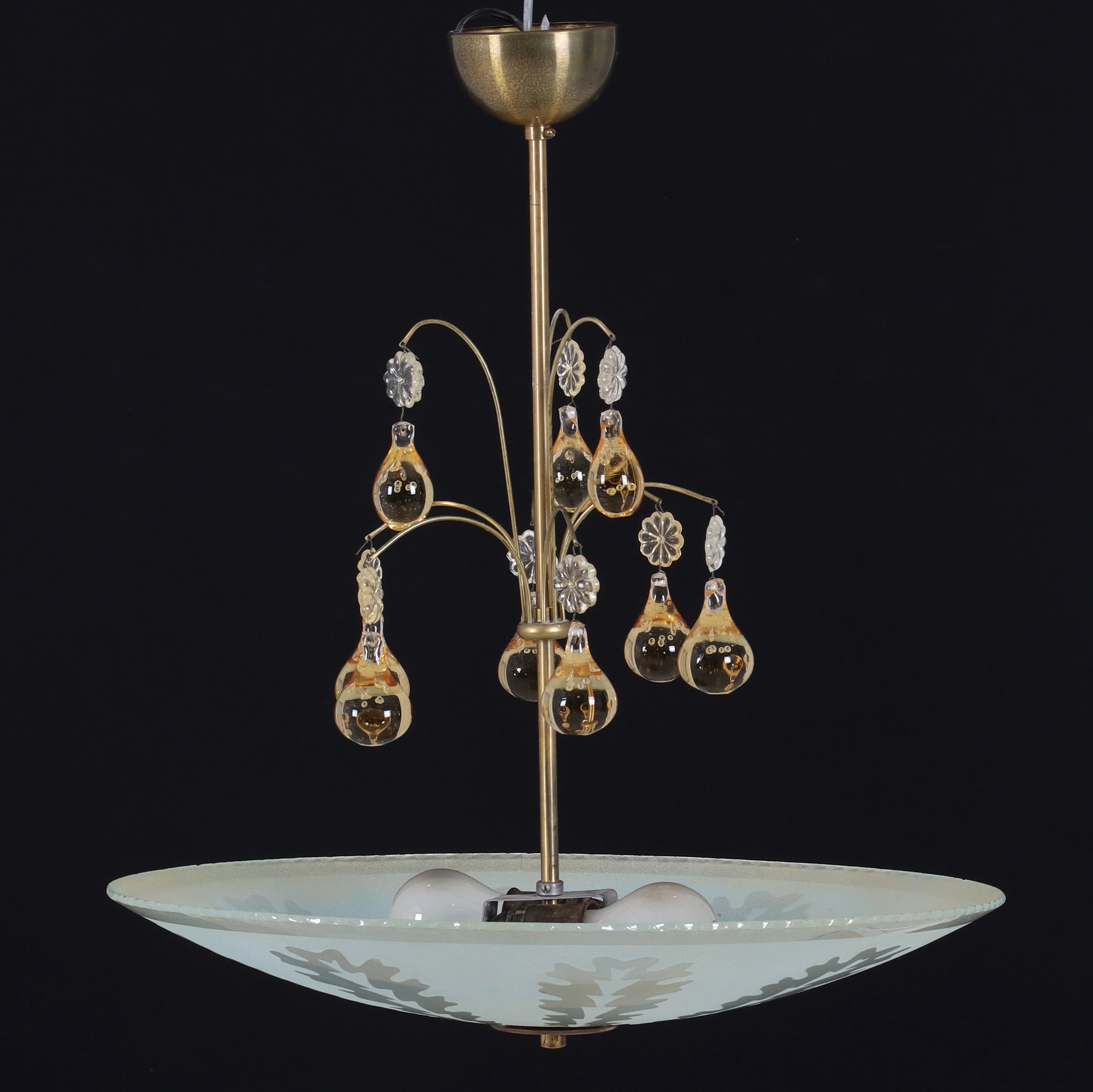 TAKPLAFOND, glas och metall, 1900-tal.