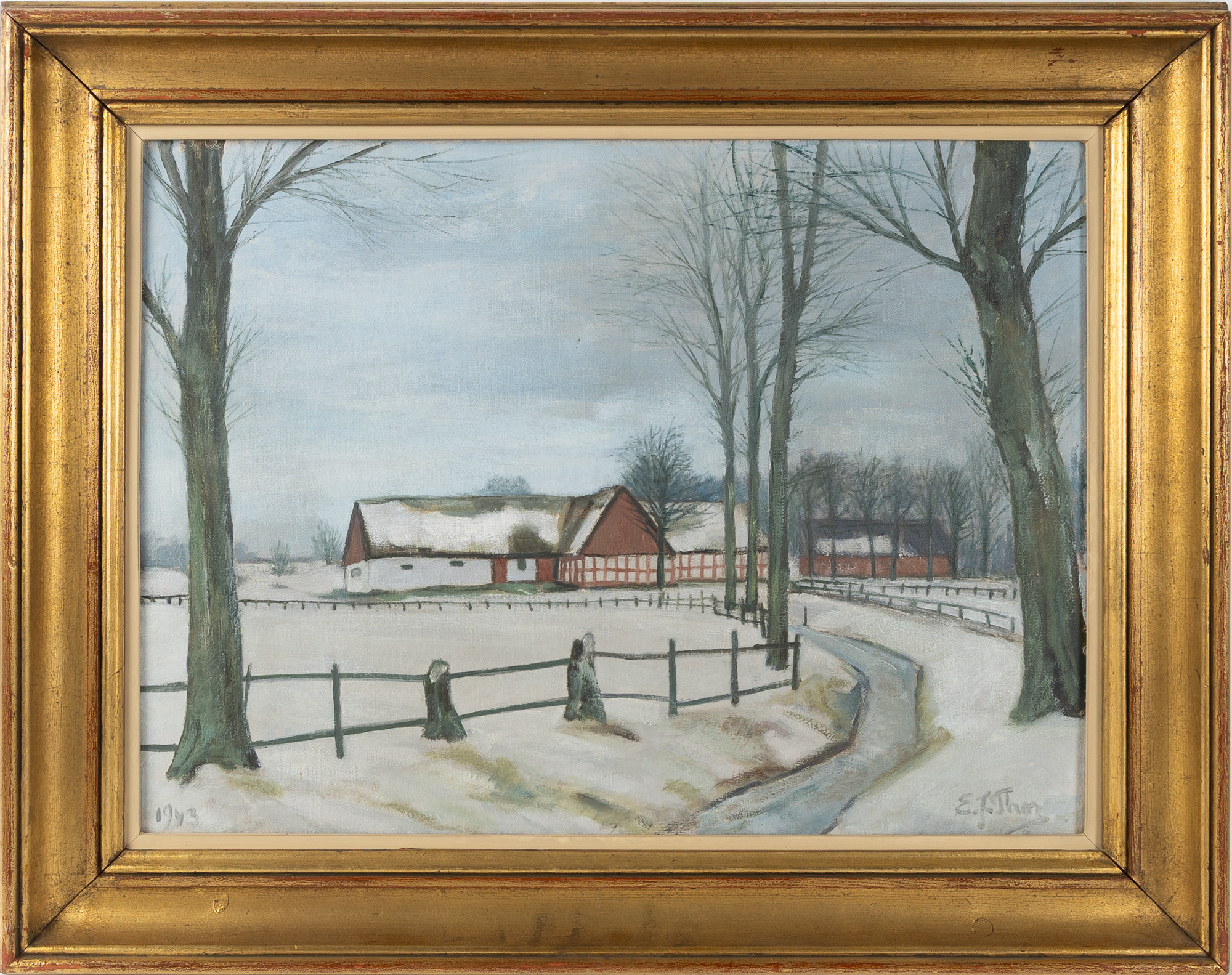 EMIL JOHANSSON-THOR (1889-1958). Skånegård, olja på duk.