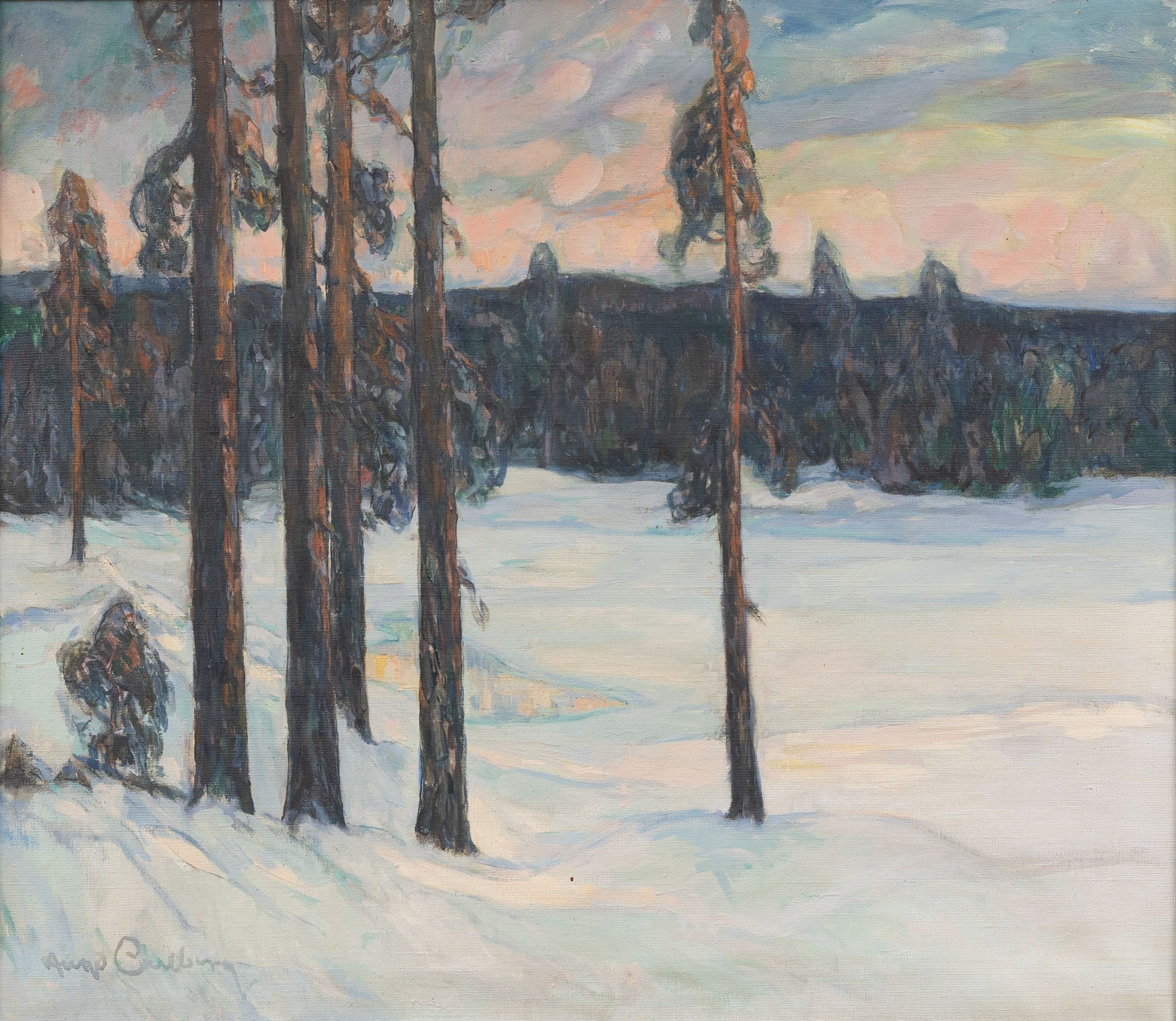 HUGO CARLBERG. Skogslandskap, olja på duk, signerad.