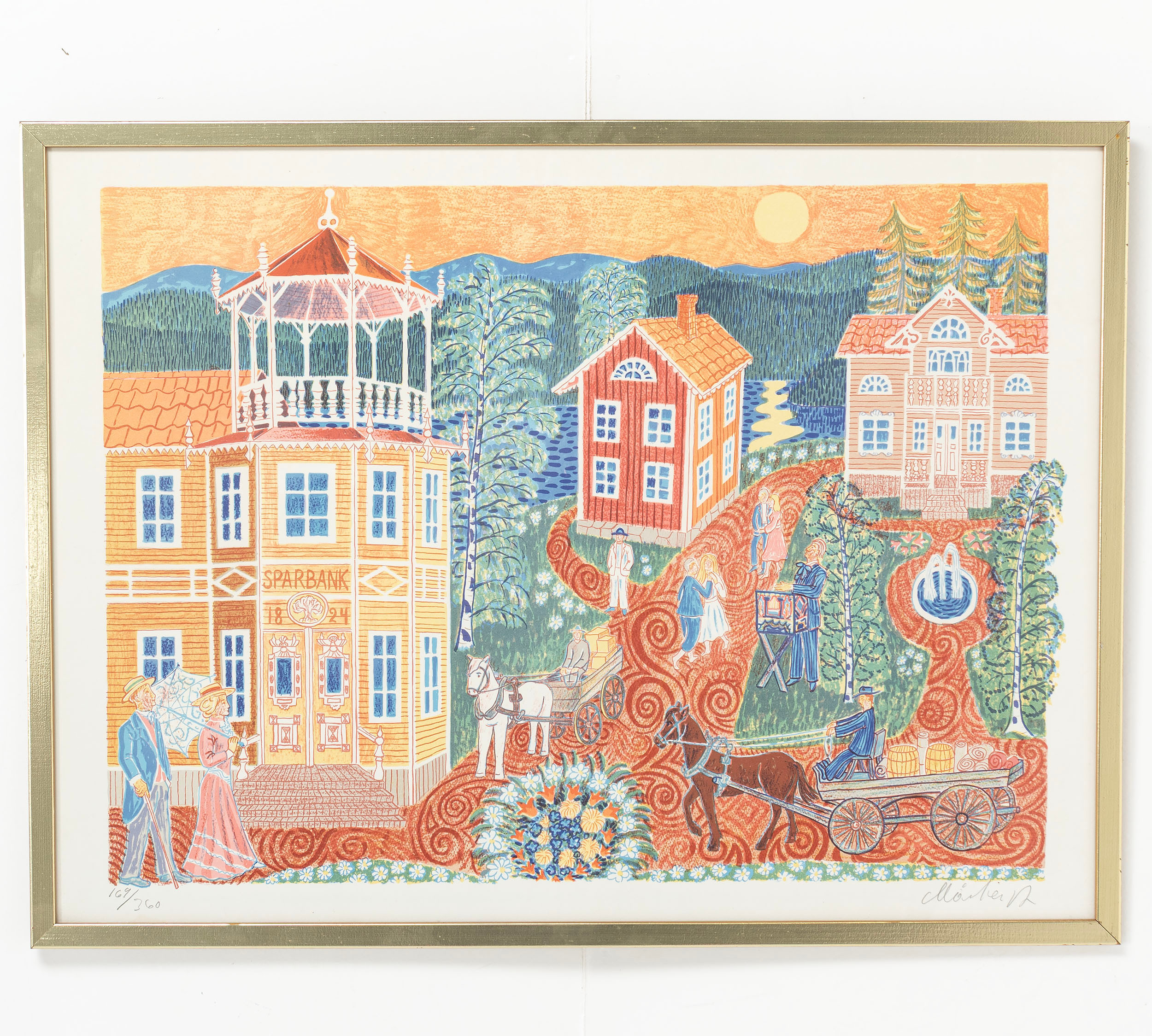 MÅRTEN ANDERSSON. Färglitografi, "Sommarnatt" (Sparbanksbladet), signerad & numrerad 169/360.