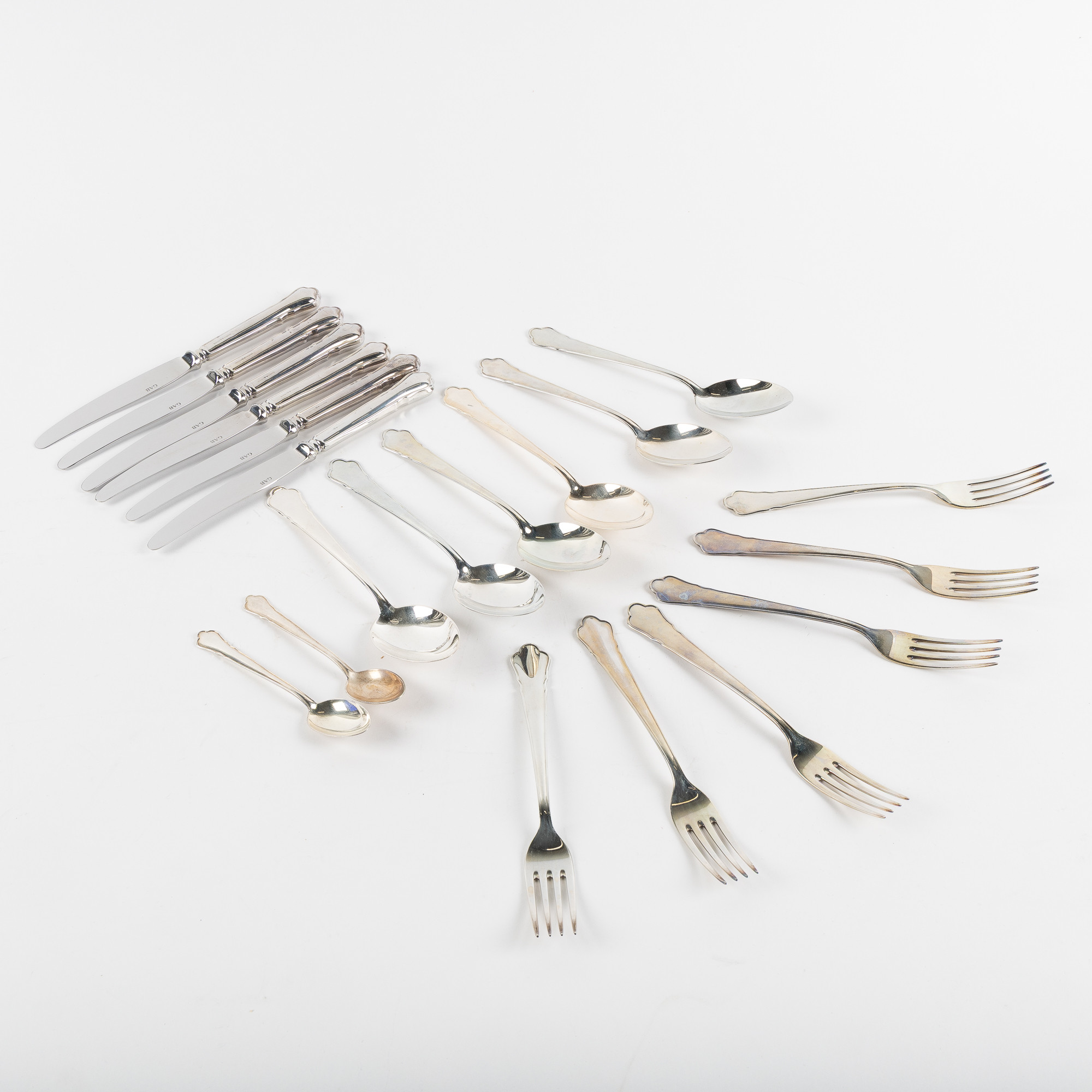 LUNCHBESTICK, modell Chippendale, 20 dlr, silver.