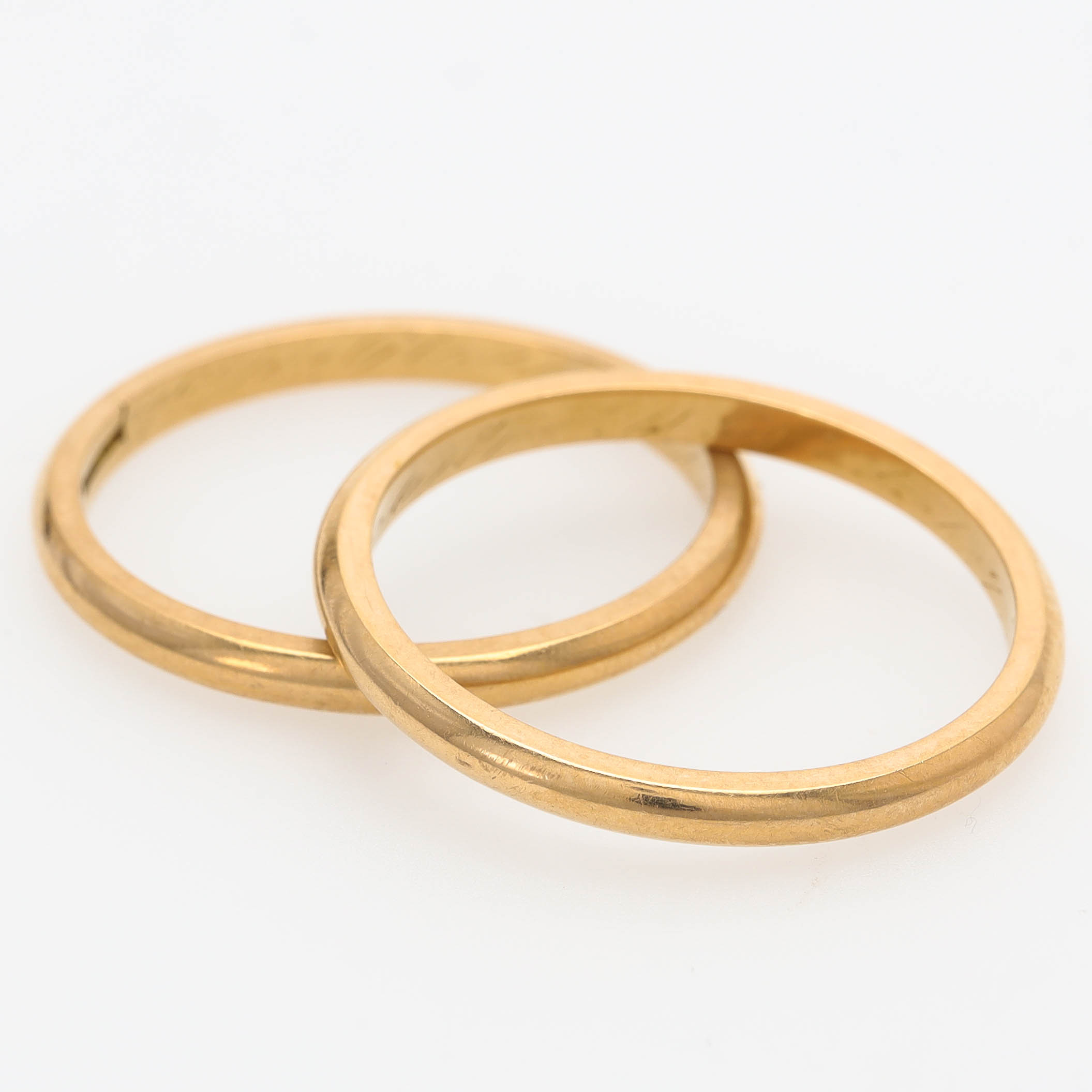 RINGAR, 2 st, 18 k guld, Juvelerare Alf Jacobsson, Uddevalla 1933.