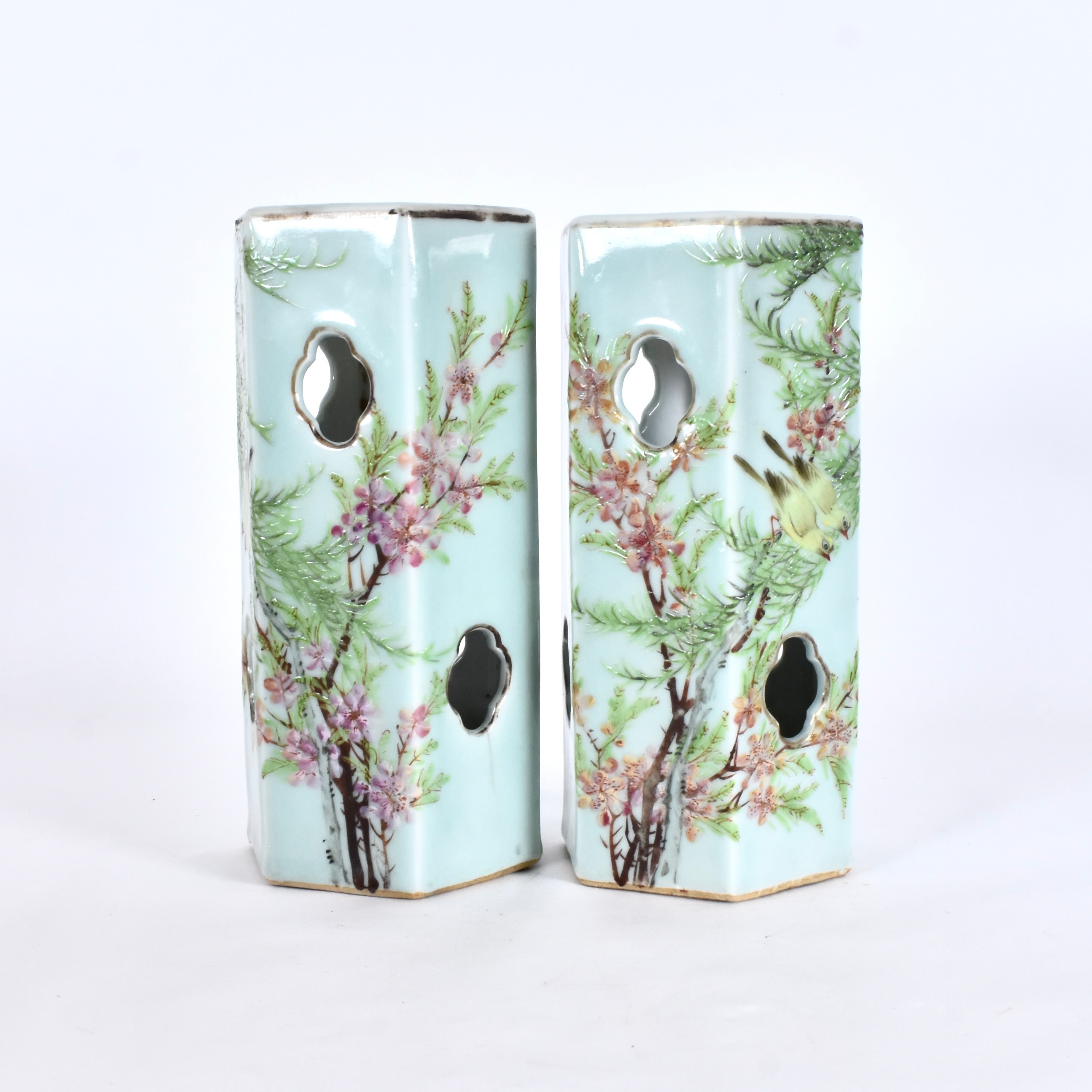 PENSELVASER, 1-par, porslin, Kina, Qing/Republik.