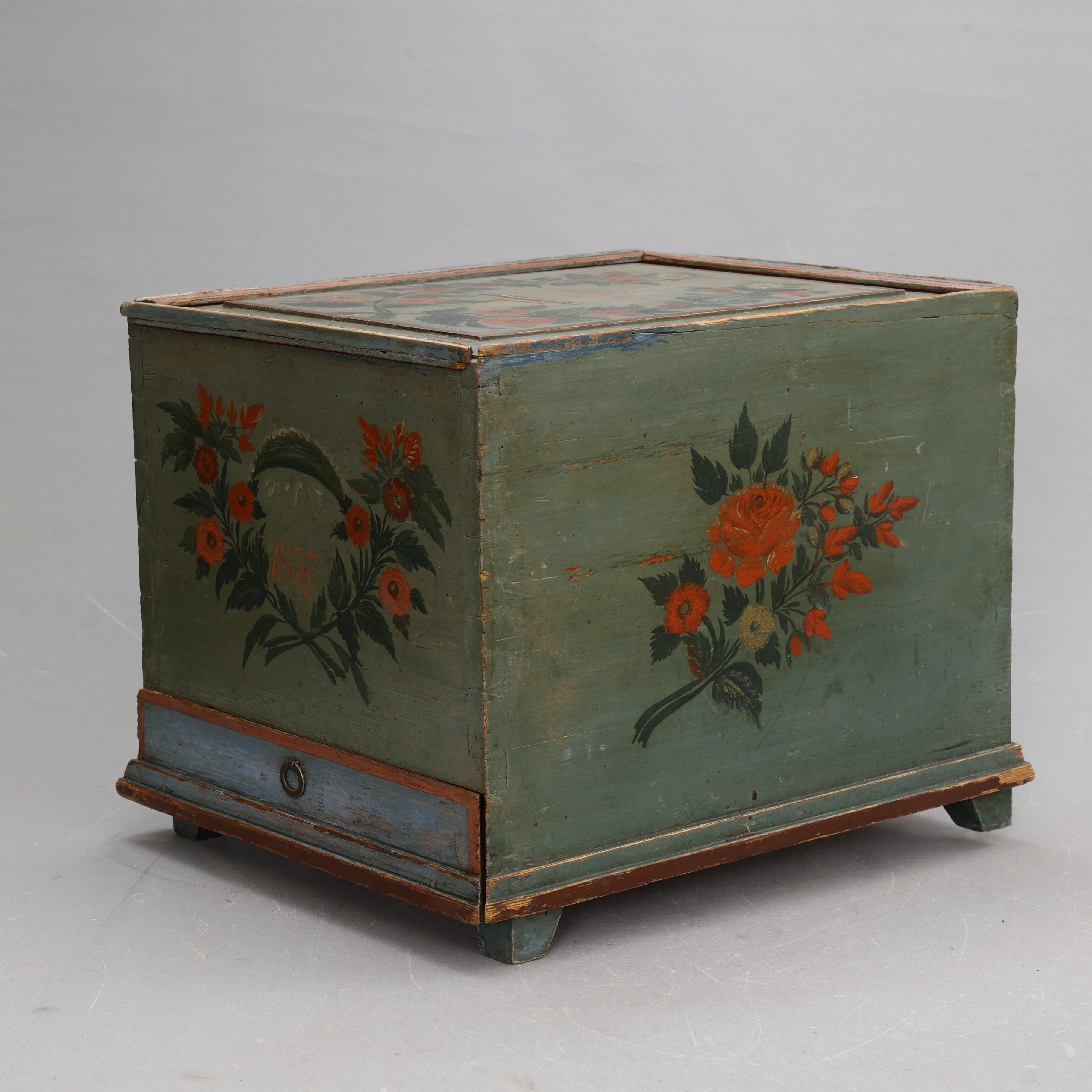 SKRIN, Original målning med blommor, tidigt 1800-tal.