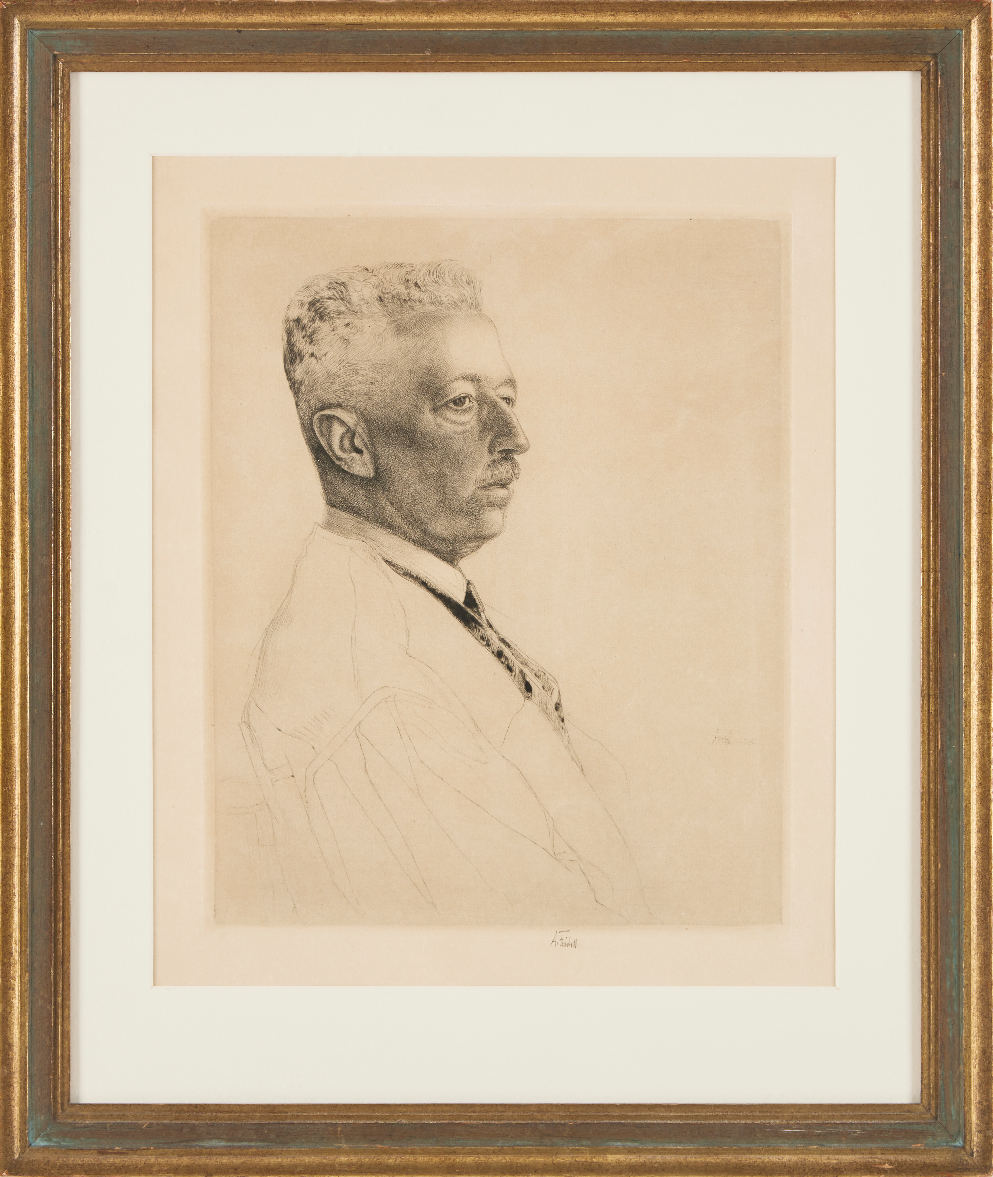 AXEL FRIDELL. Prins Eugen, torrnålsgravyr, signerad.