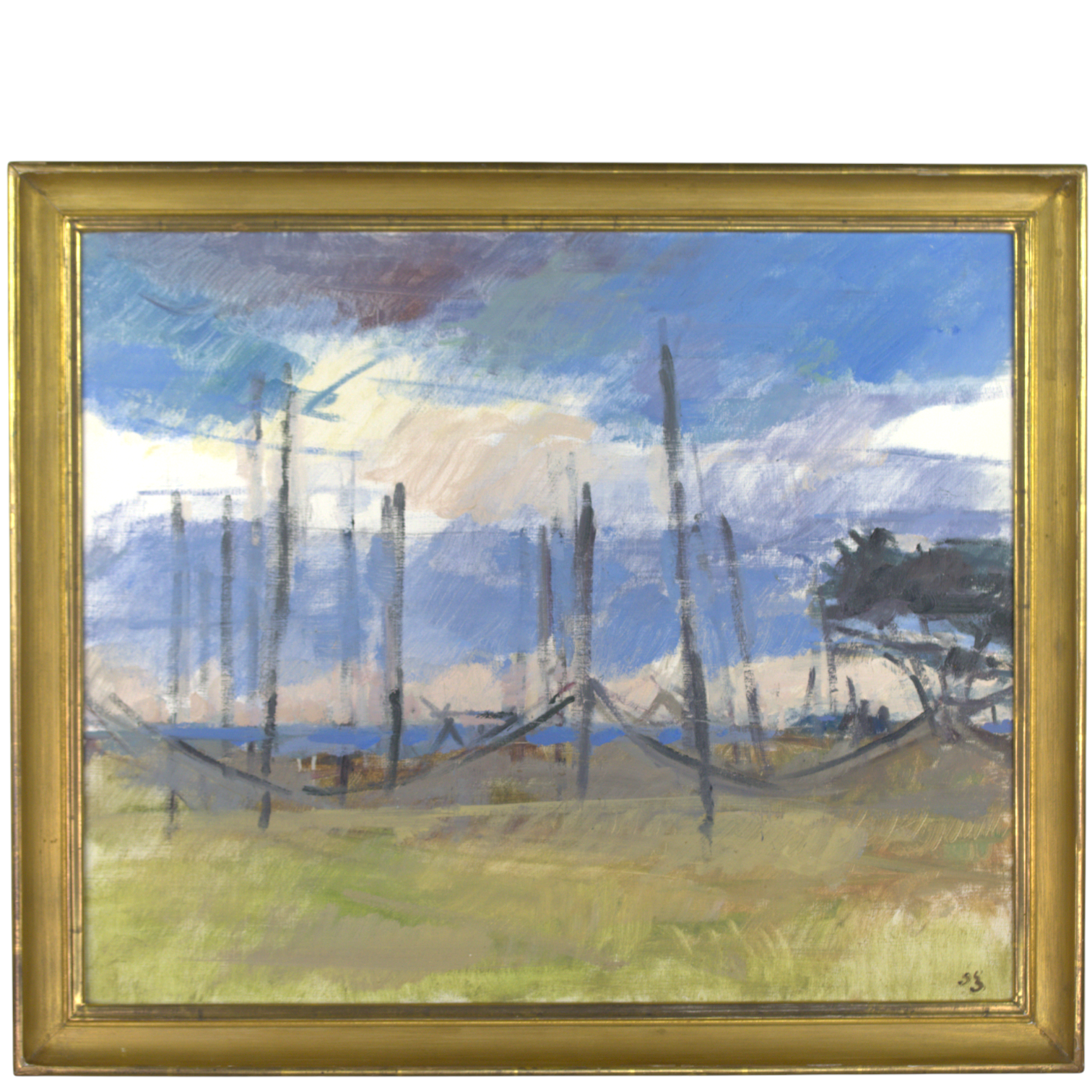 HUGO ZUHR. Olja på duk, "Fiskeredskap Haväng", monogramsignerad, 1967.