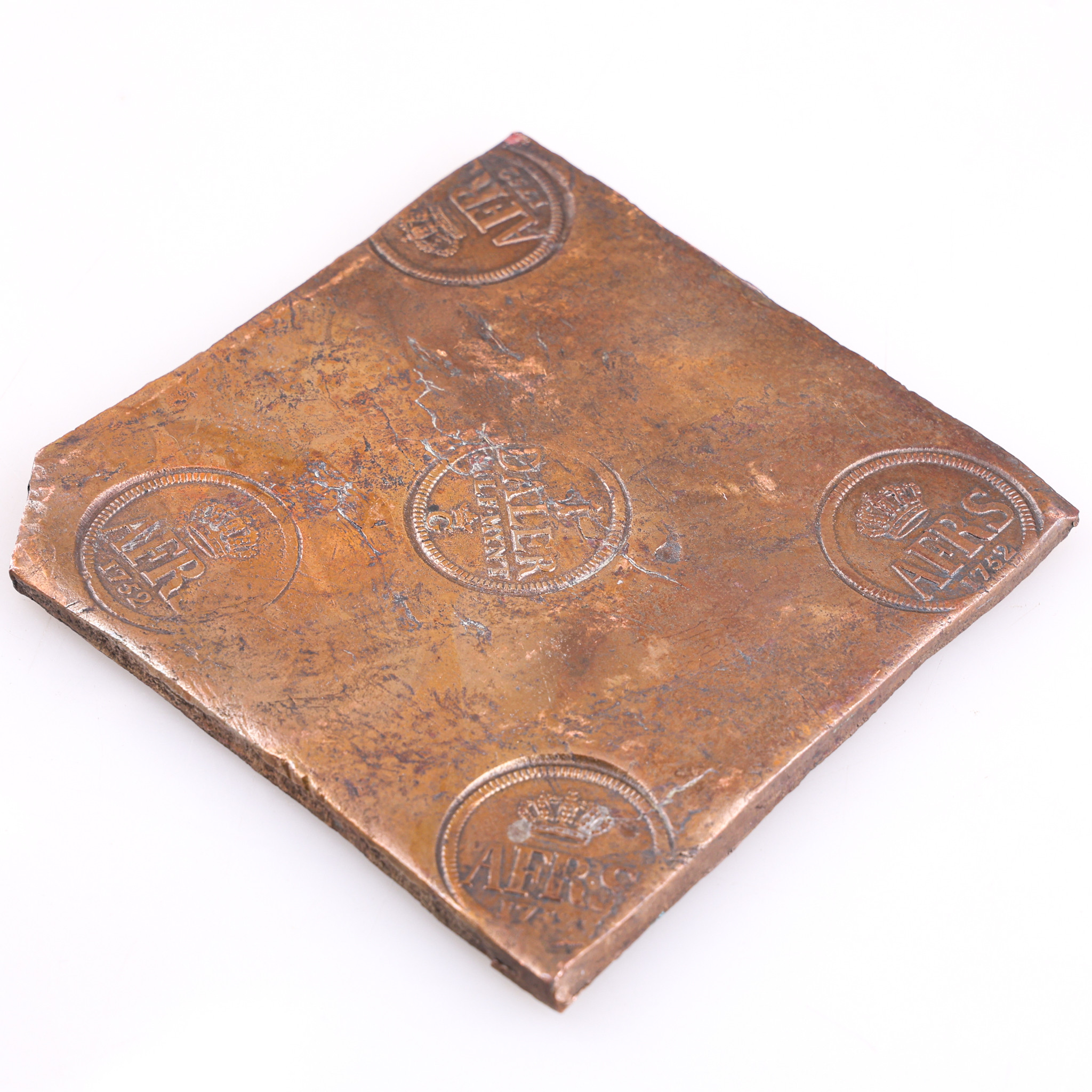PLÅTMYNT, koppar, 1 Daler silvermynt, AFRS, Adolf Fredrik av Sverige, 1752.