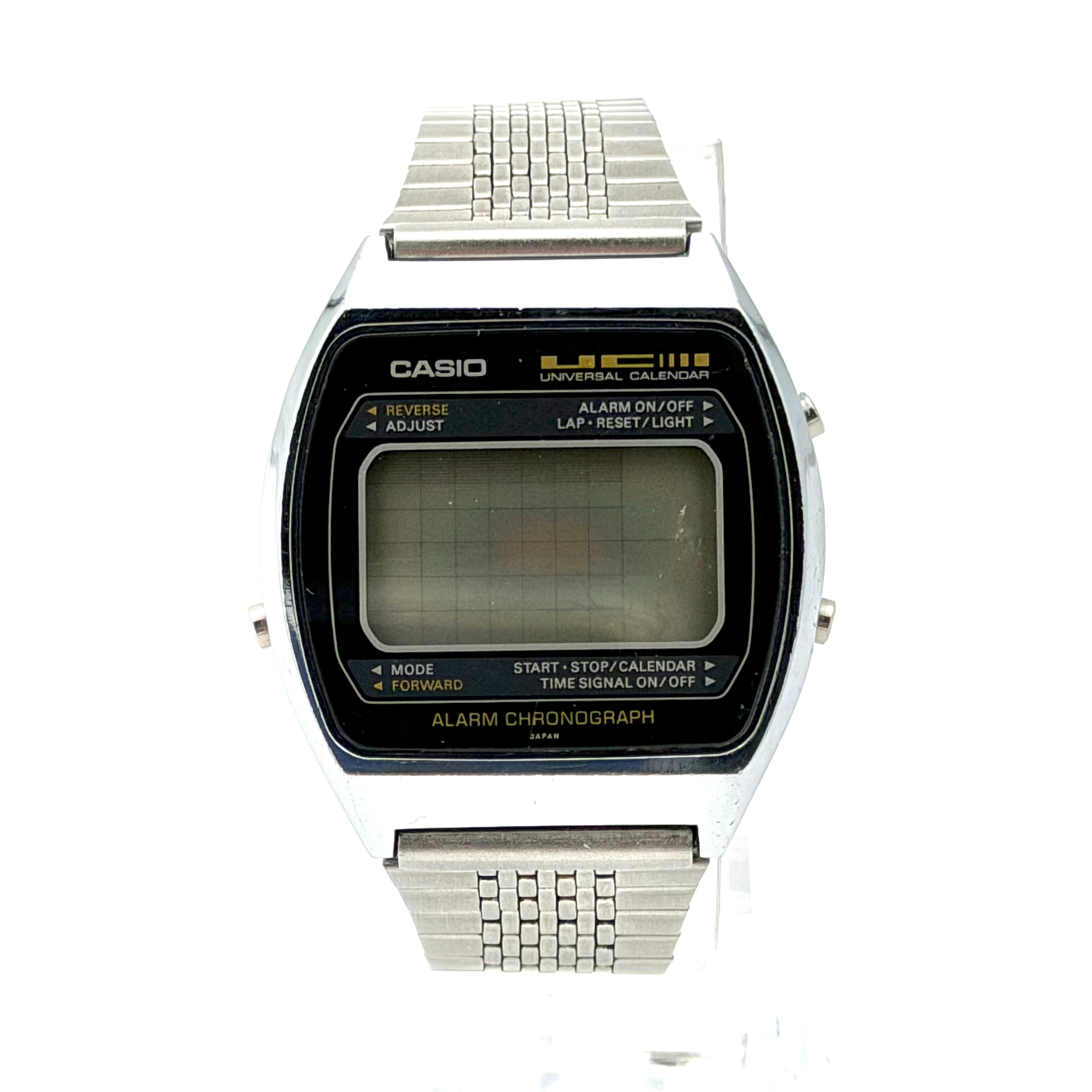 CASIO 79QS-39 UNIVERSAL CALENDAR, armbandsur, 1970/80-tal, quartz, stål, originalbox.