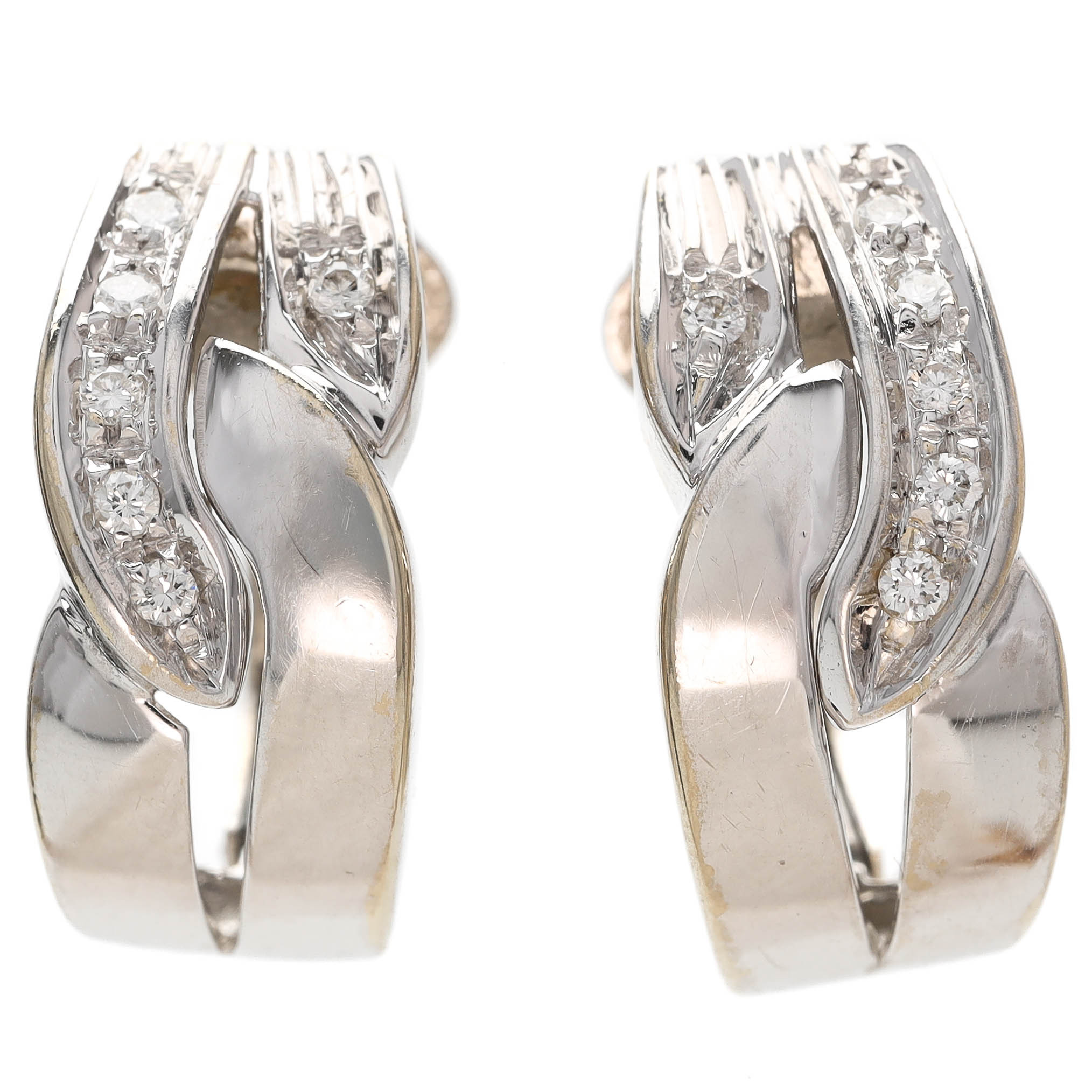 ÖRHÄNGEN, 18 k vitguld, diamanter totalt ca 0,12 ct, Italien.