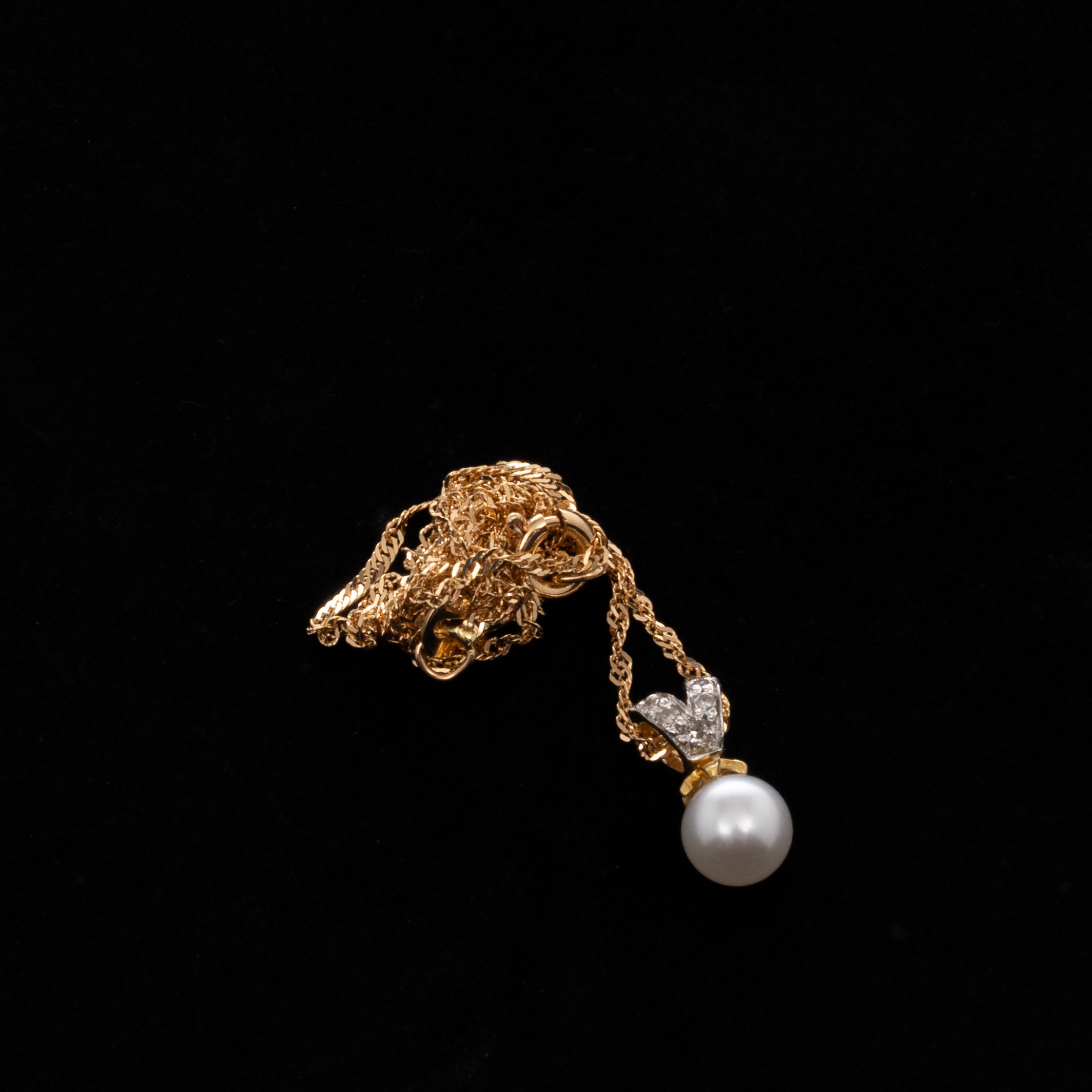 COLLIER, 18K guld, Pärla, Briljanter 0,05 ct.