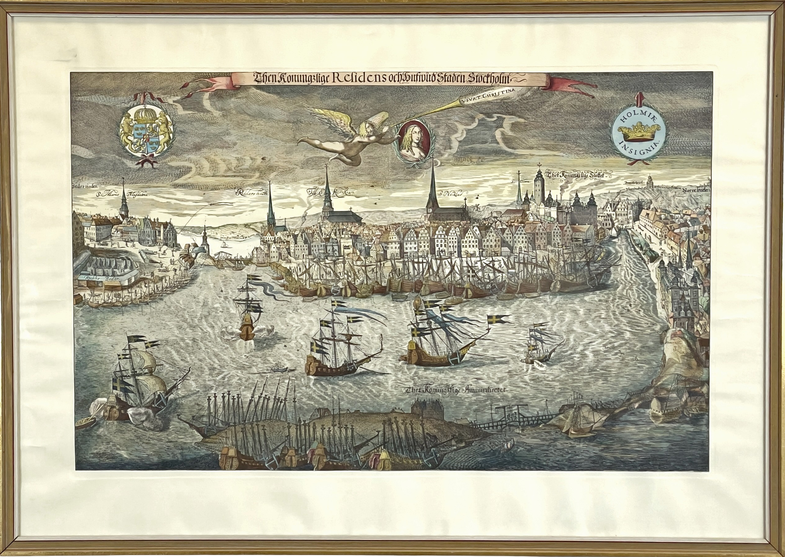 KOPPARSTICK, handkolorerat, "Holmiae Insignia", Stockholm.