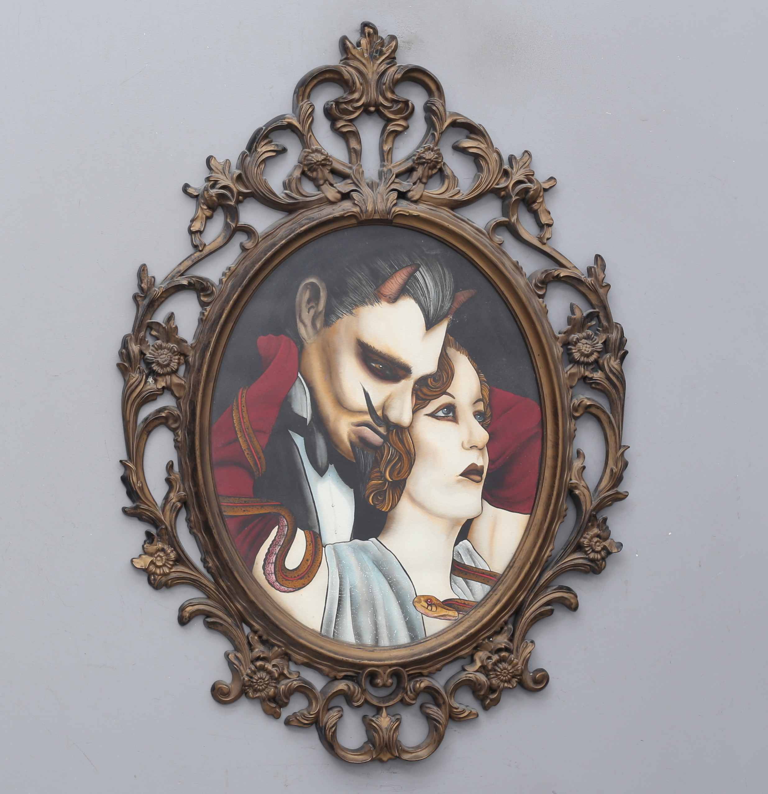 OIDENTIFIERAD KONSTNÄR. Akvarell, möjligen Hades och Persephone.