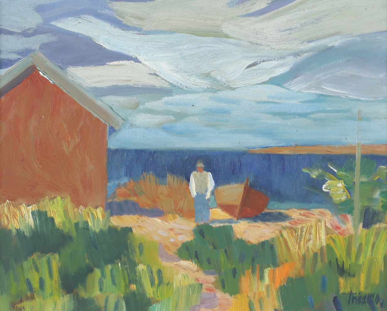 GUNNAR TORHAMN. "Strandmotiv", olja på pannå, signerad Torhamn.