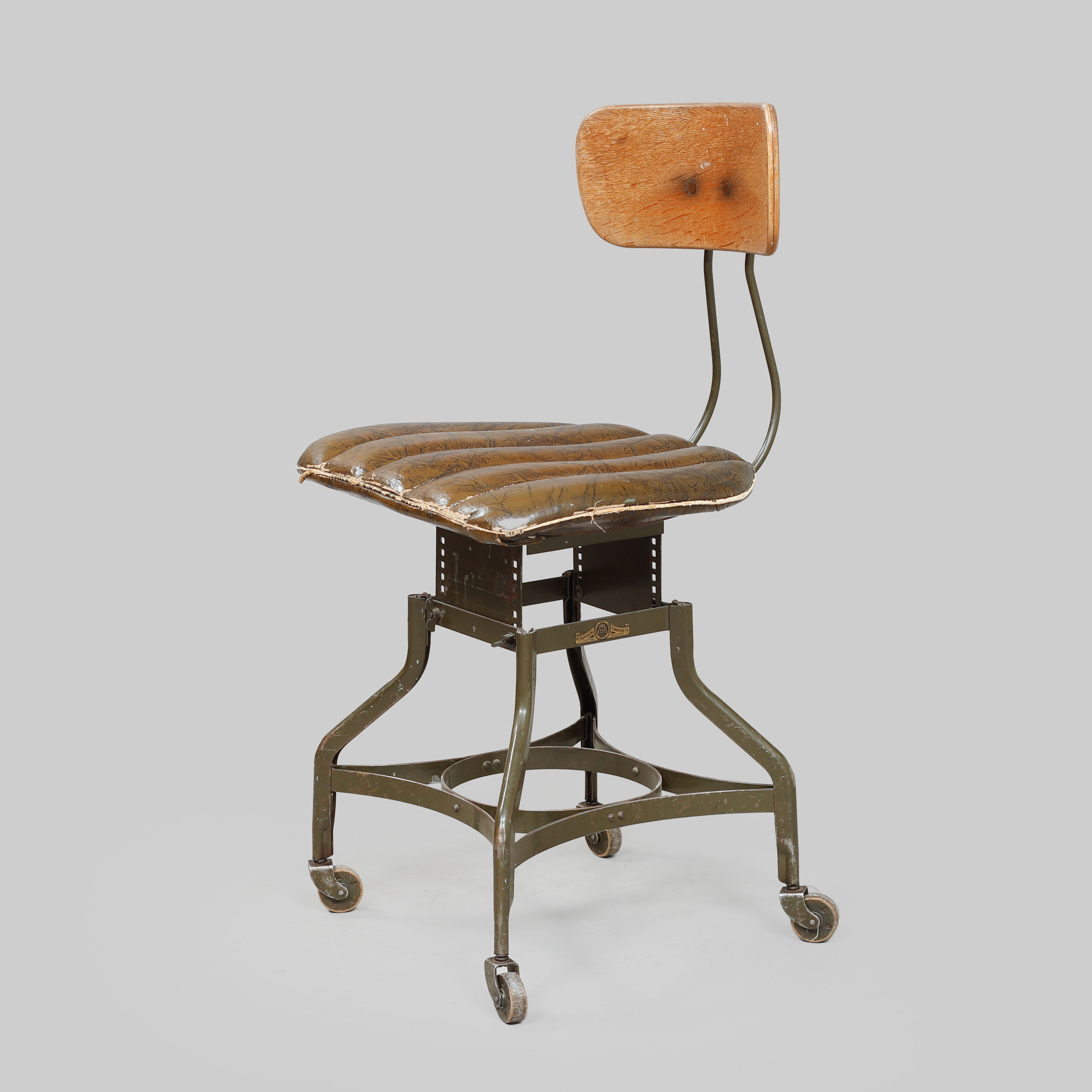 STOL. på hjul, The Toledo metal Furniture Co. Uhl steel.