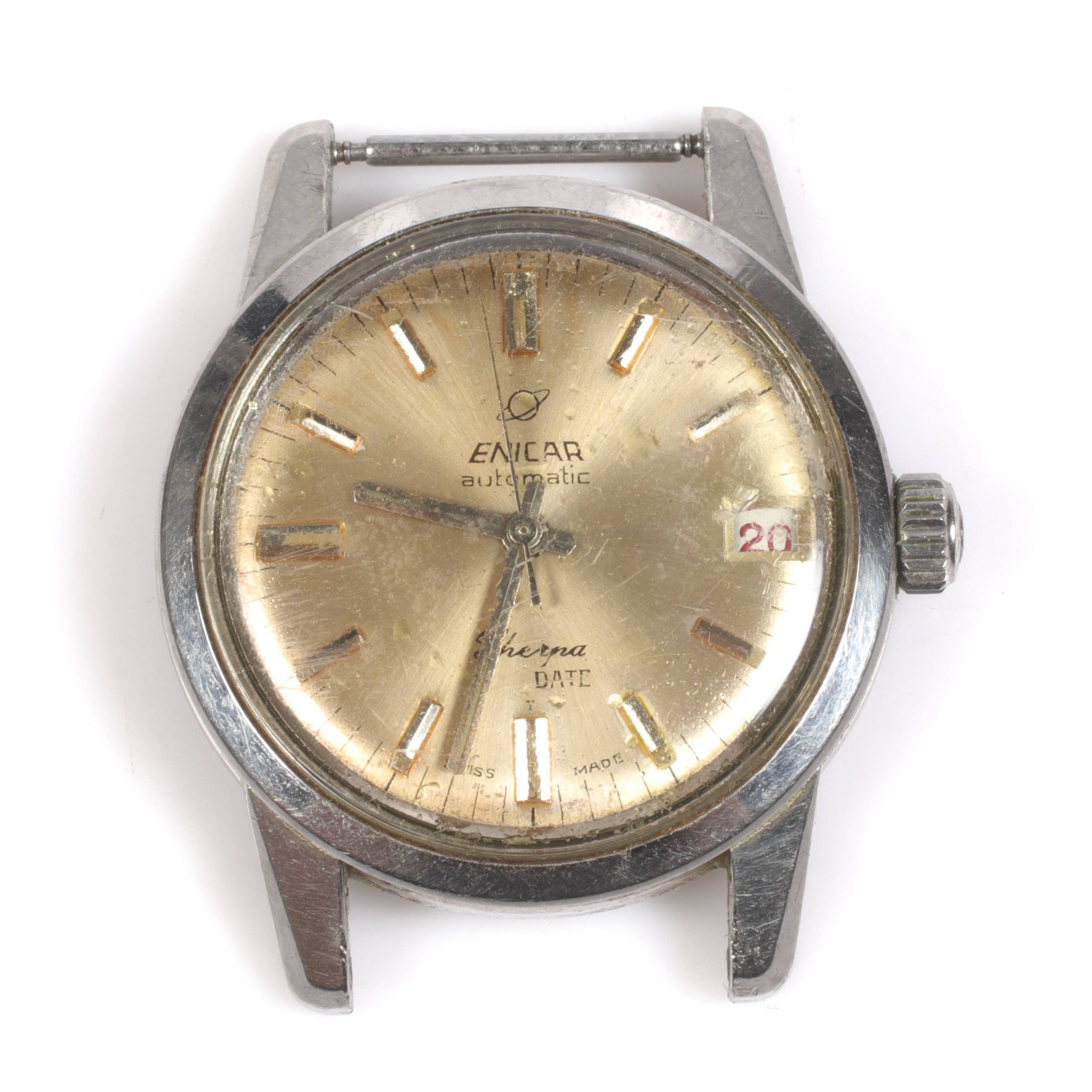 ARMBANDSUR, stål, mekanisk Enicar Sherpa Date, 1900-talets andra hälft.