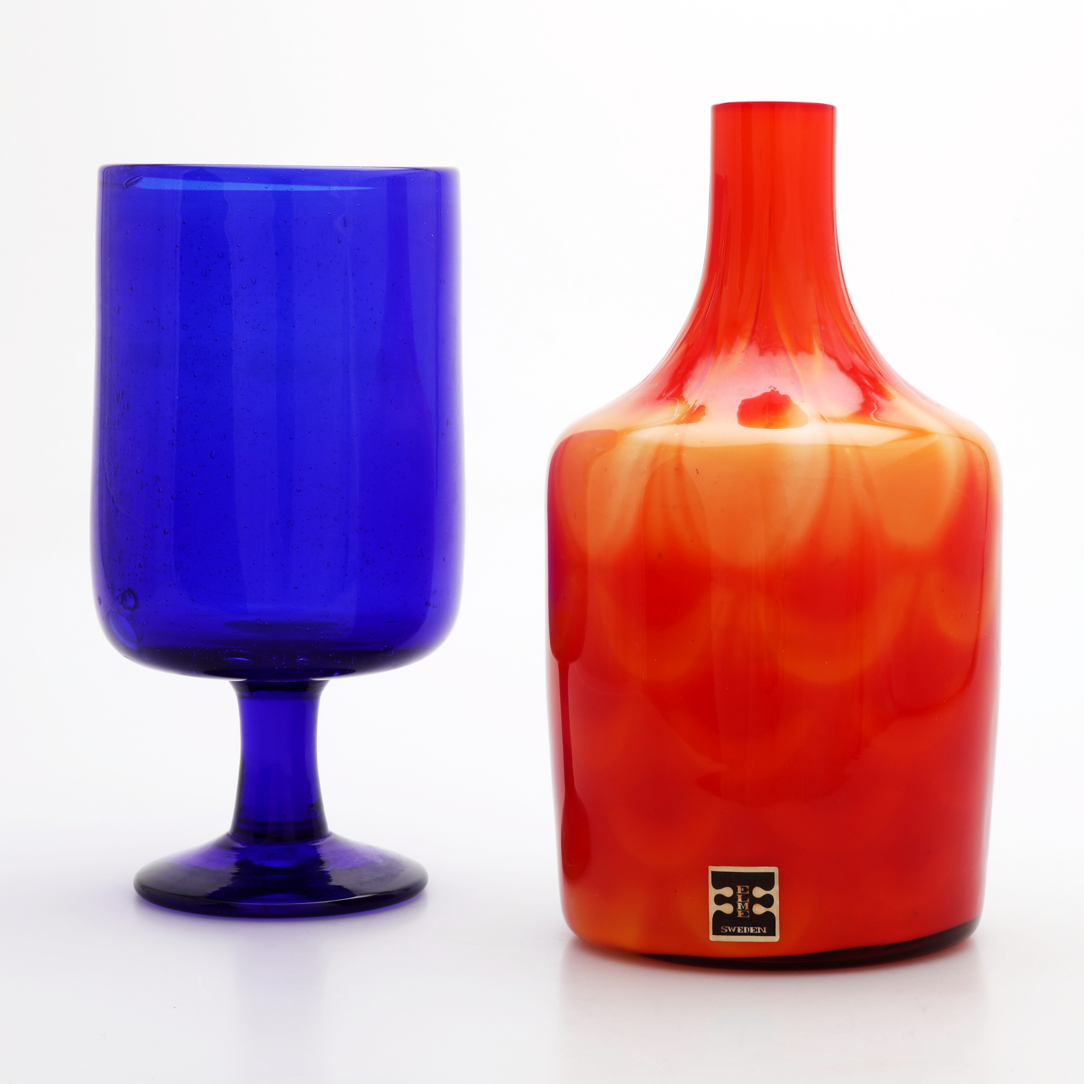 POKAL, Erik Höglund, Boda, signerad samt VAS, "Peacock", Elme, glas.