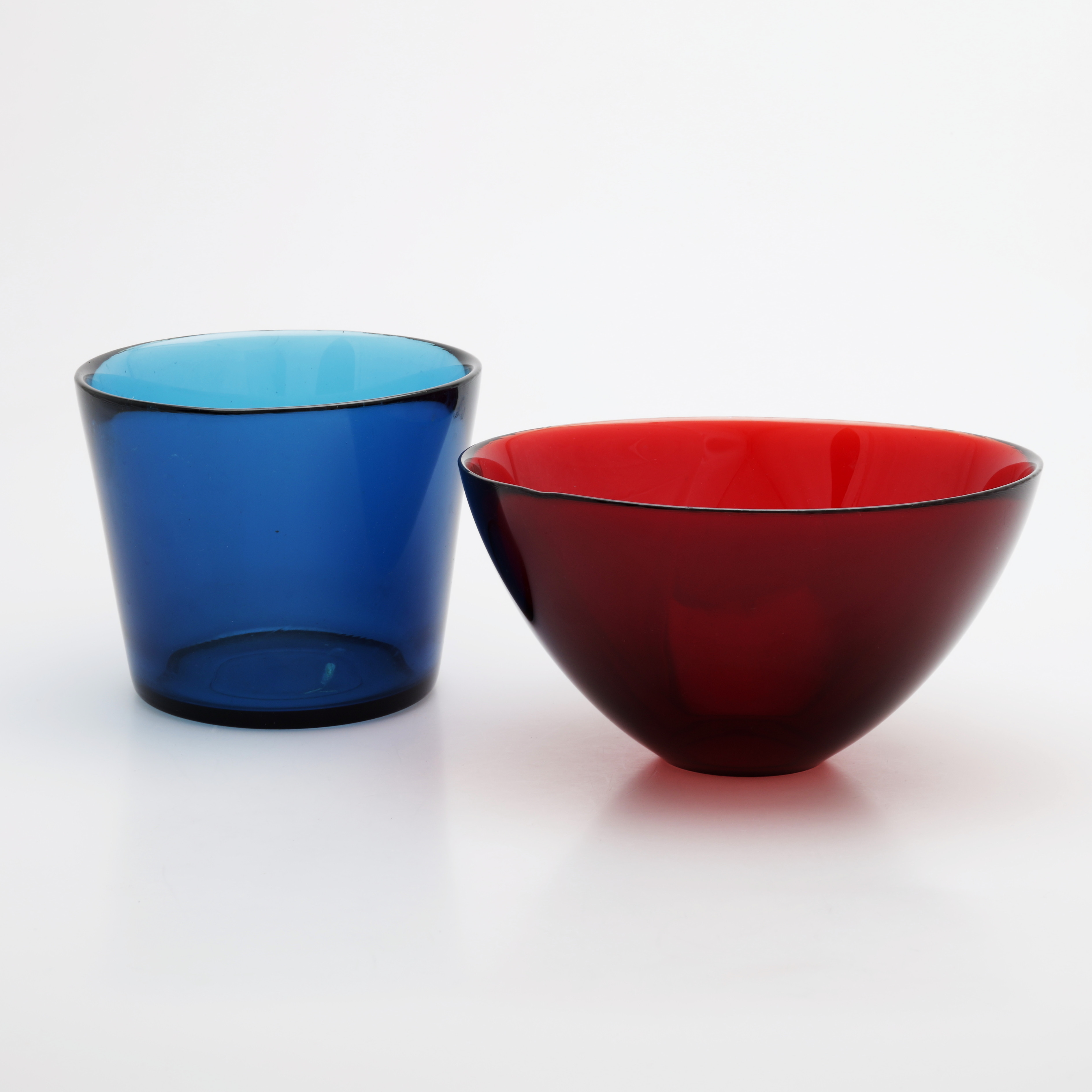 SVEN PALMQVIST. Skål samt Ytterfoder, 2 delar, "Fuga", glas, Orrefors.