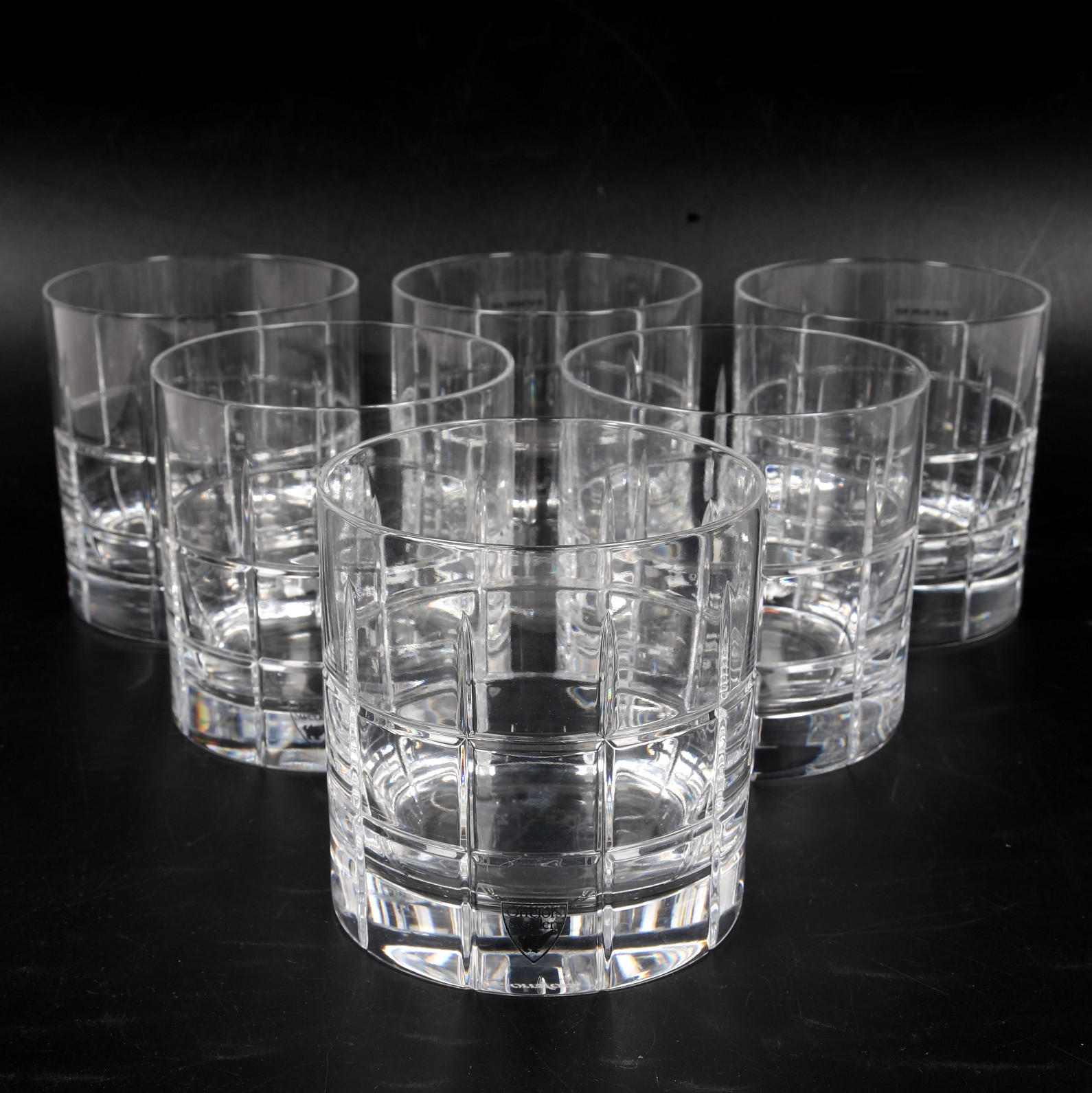 JAN  JOHANSSON. Whiskyglas, 6 st, glas, "Street", etikettmärkta, Orrefors.