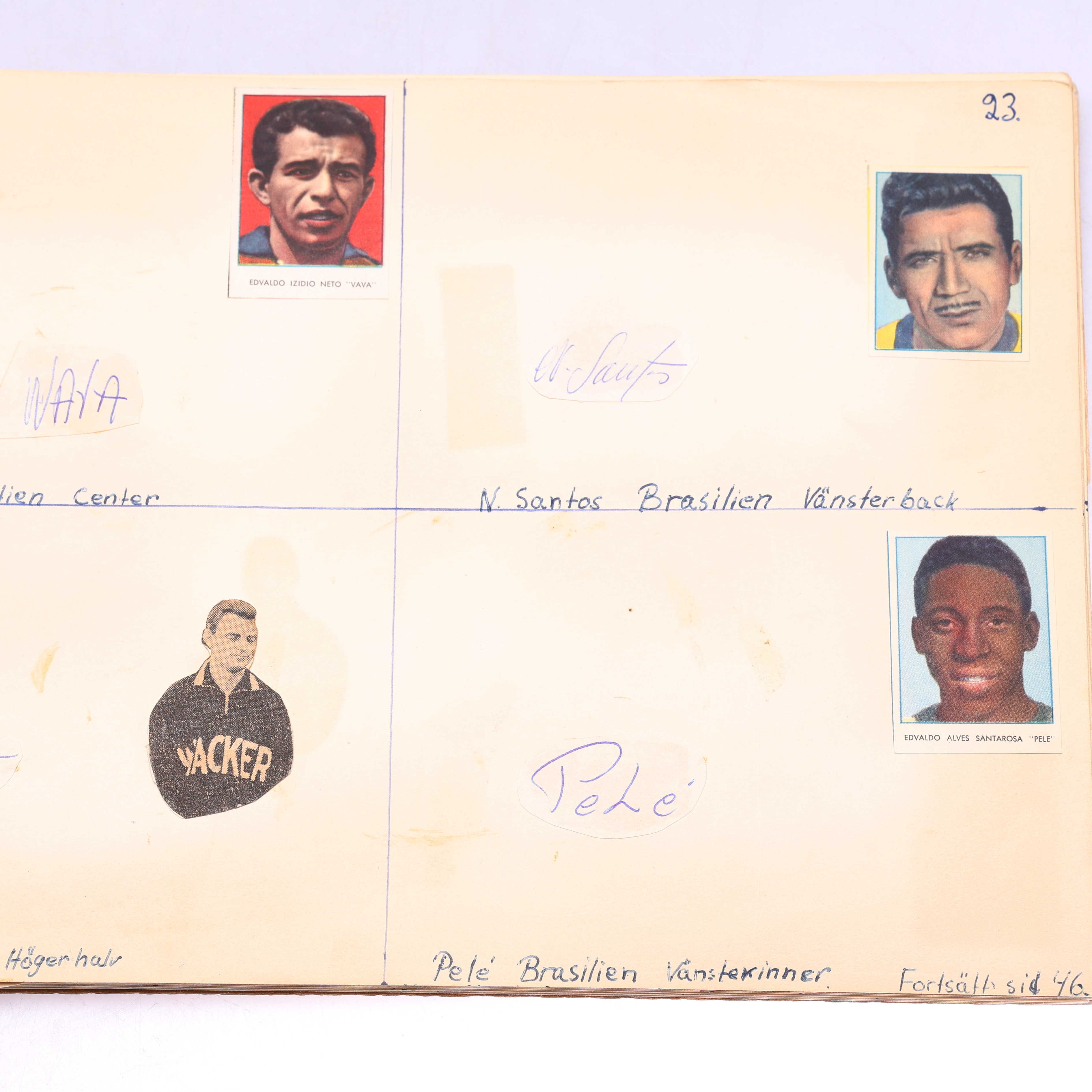 AUTOGRAFER, stor samling, sportrelaterat från 1950-60 talets. Idrottsmän, Pele VM 1958.