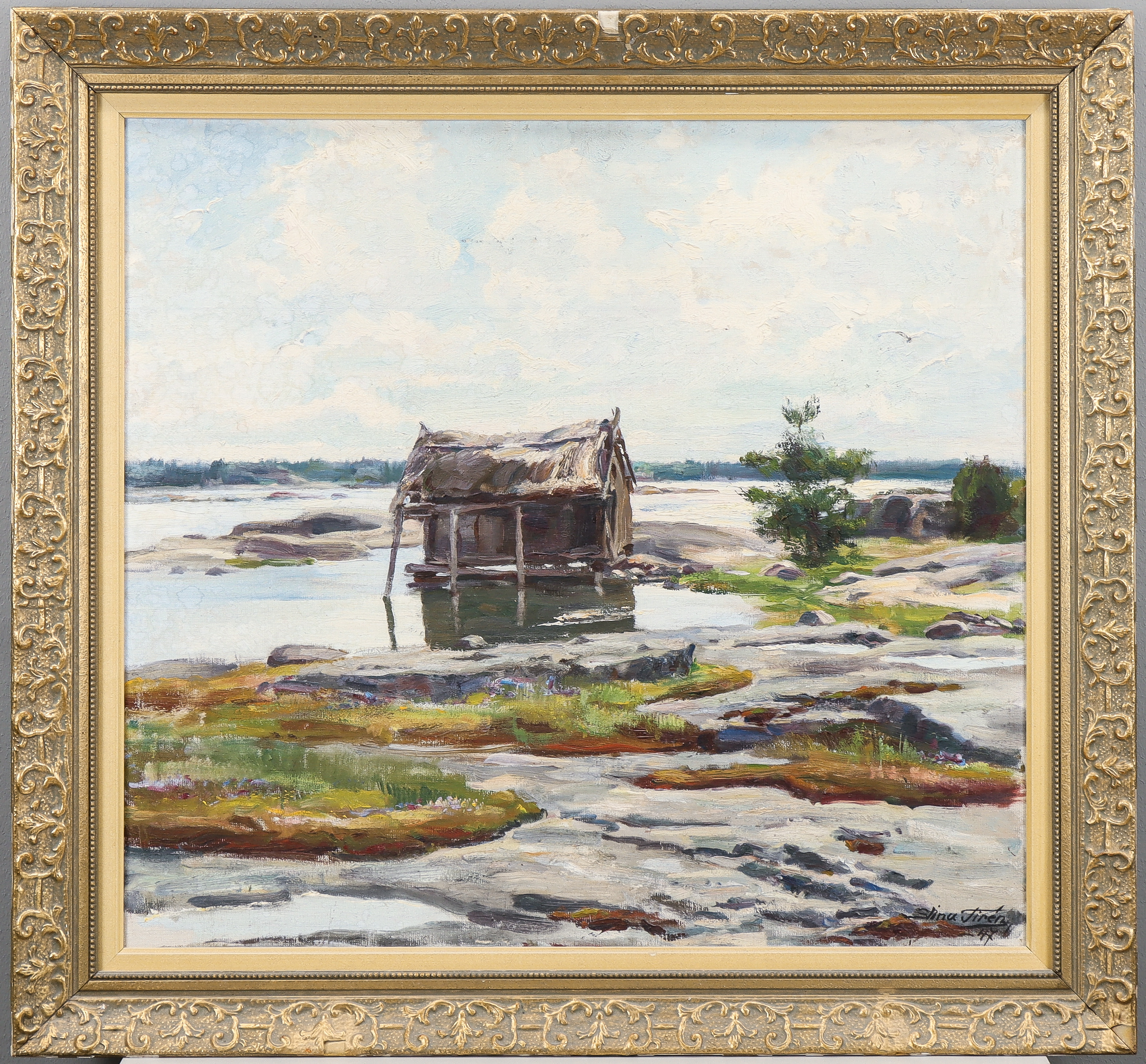 STINA TIRÉN. Olja på pannå, signerad -47.