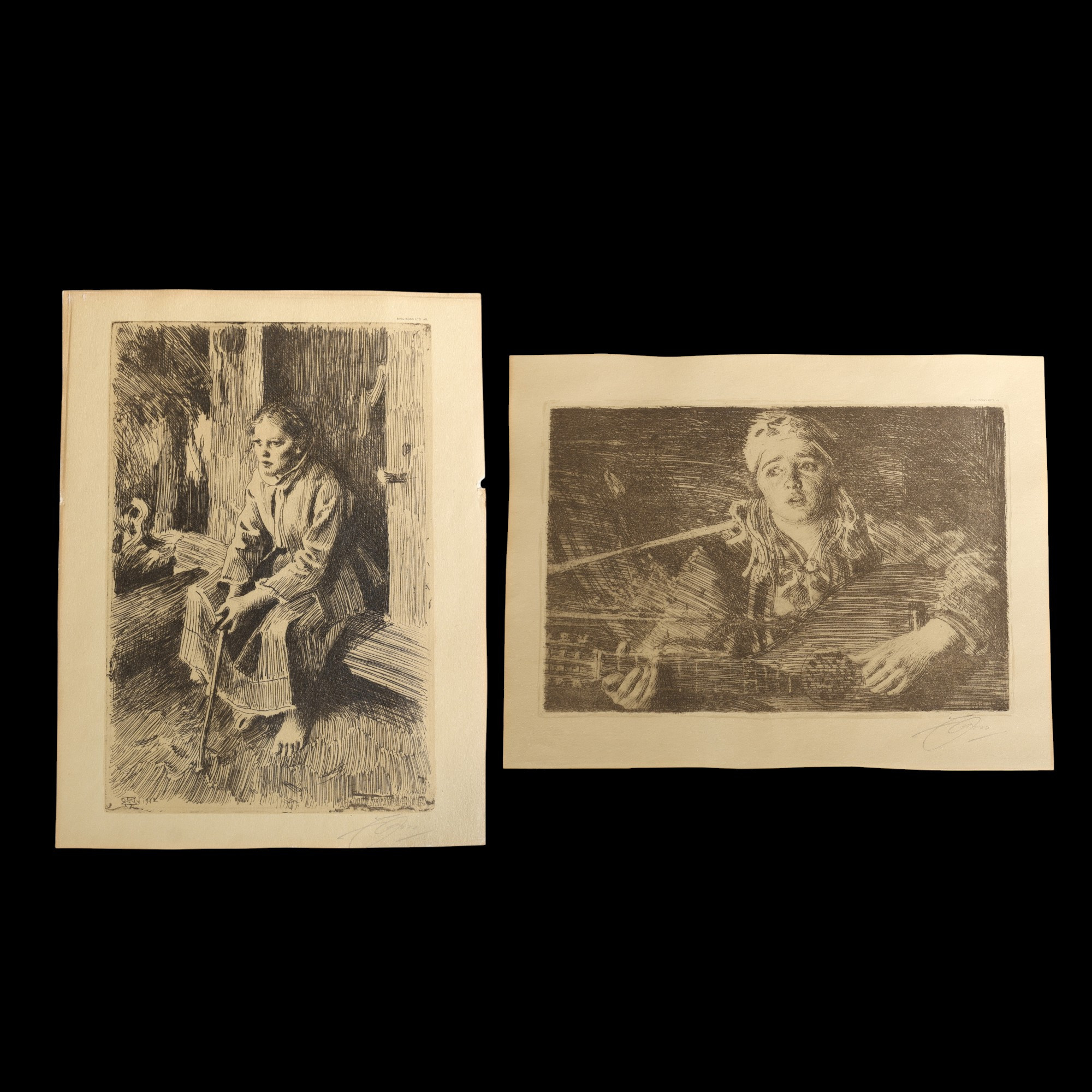 ANDERS ZORN. Litografiska tryck, 2 st, Bengtsons lito AB.