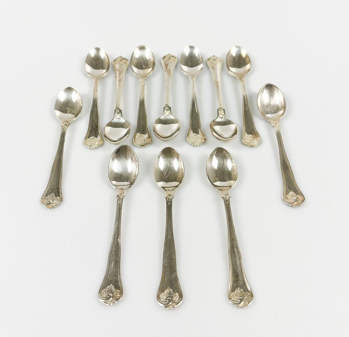 KAFFESKEDAR, 12 st, Silver, "Sachsisk modell".