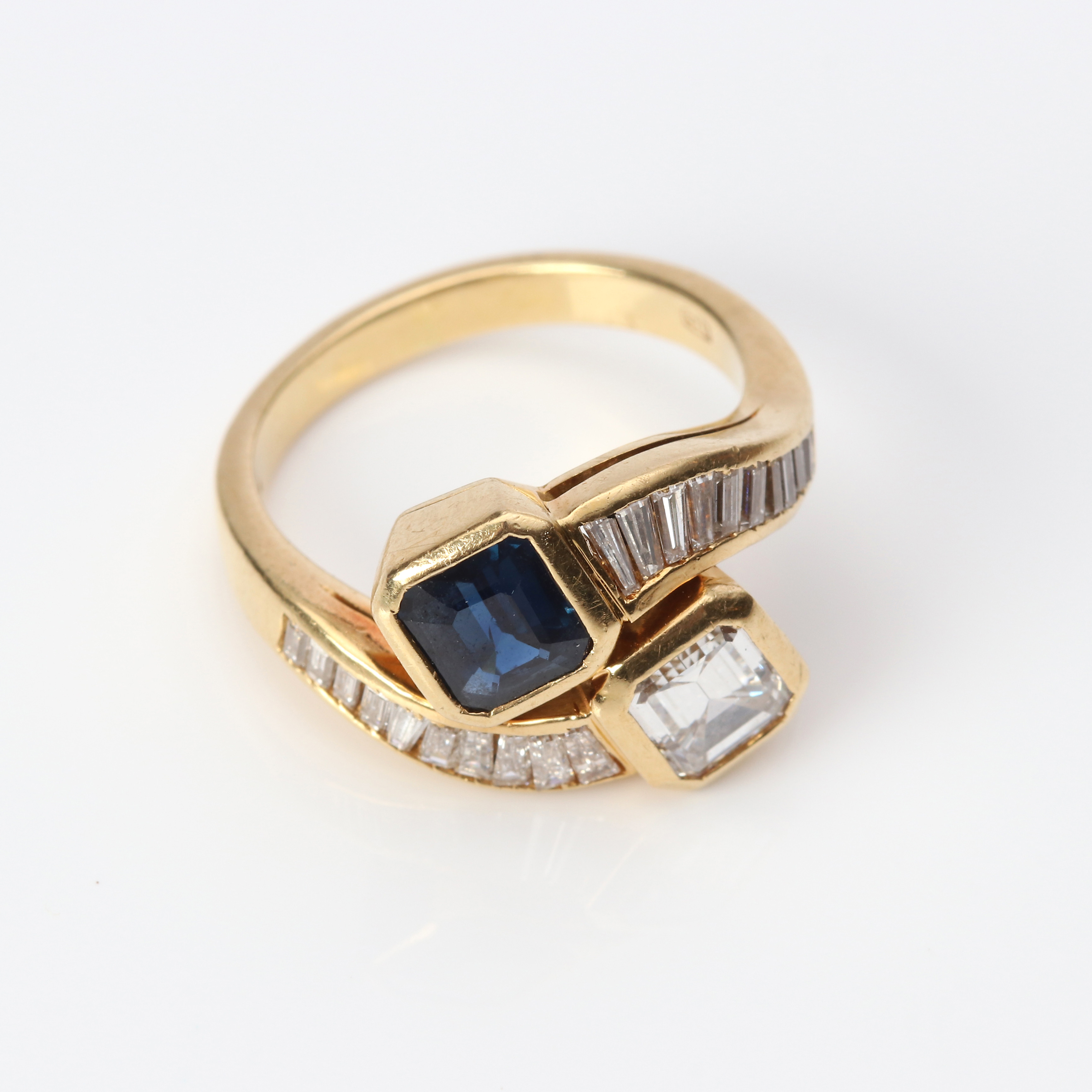 SAFIR & DIAMANTRING 18K, 7,0 g.