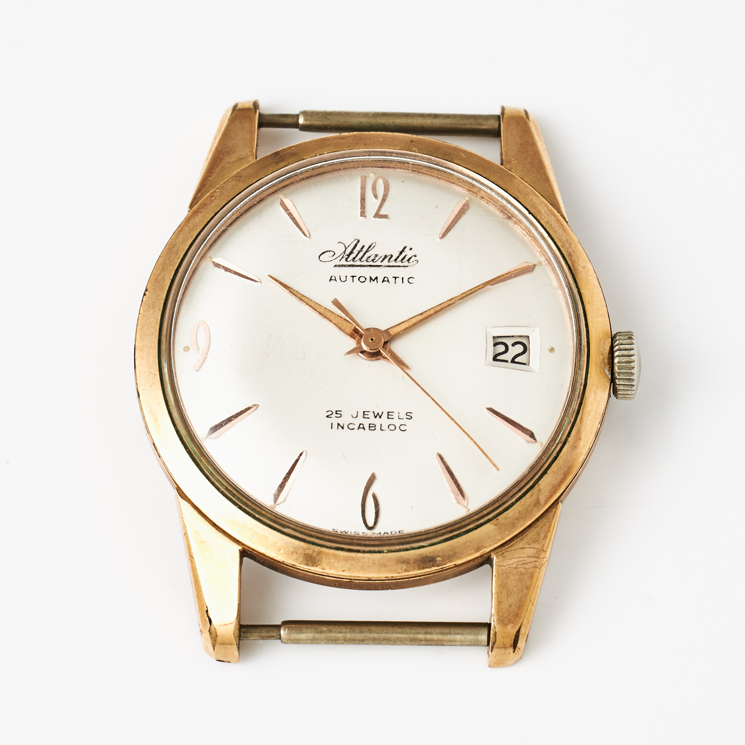 ARMBANDSUR, guld på stål, Atlantic, 1960-tal.
