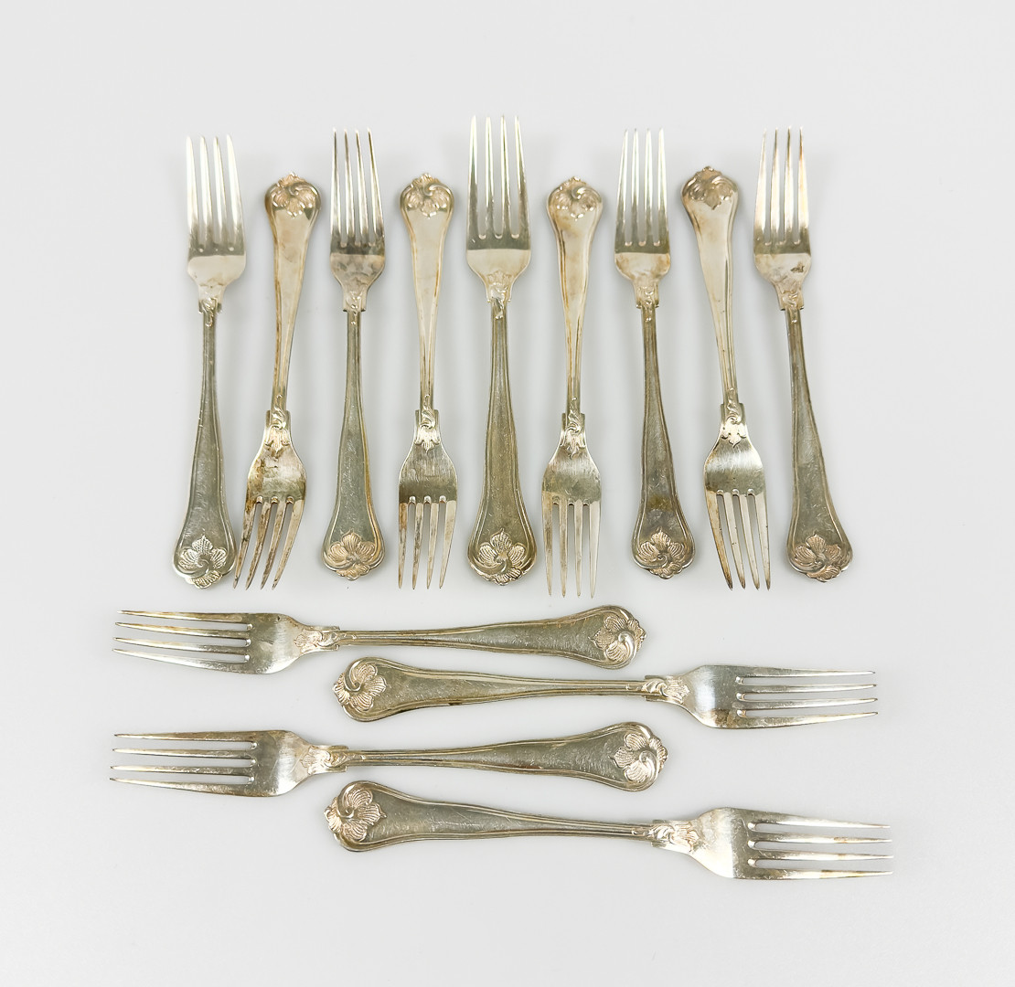 GAFFLAR, 13 st, Silver, "Sachsisk modell".