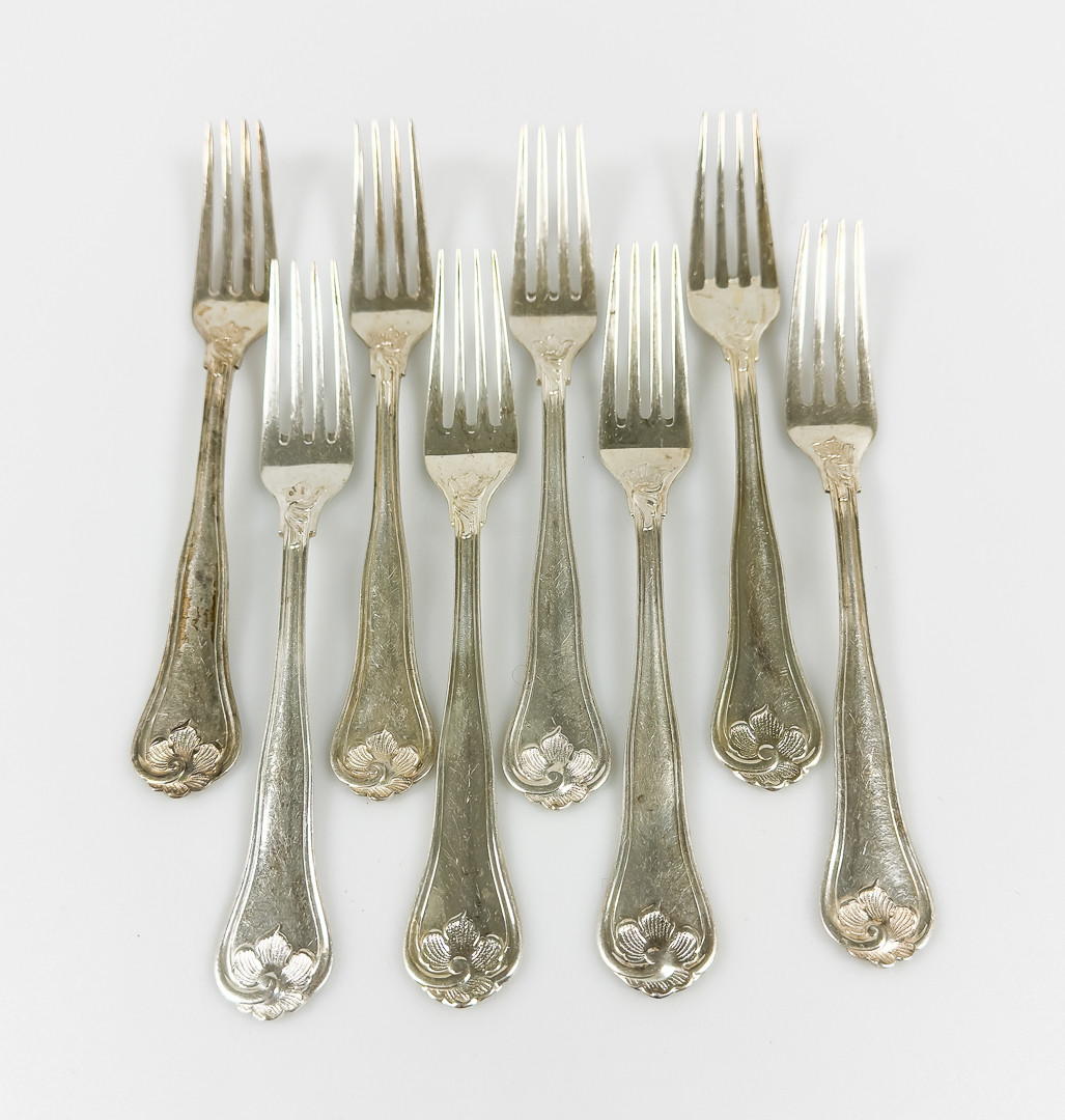 GAFFLAR, 8 st, Silver, "Sachsisk modell".
