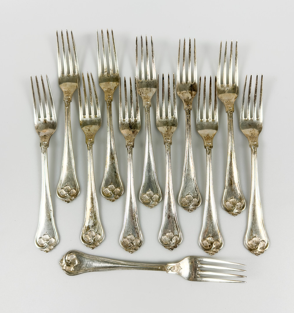 GAFFLAR, 12 st, Silver, "Sachsisk modell".