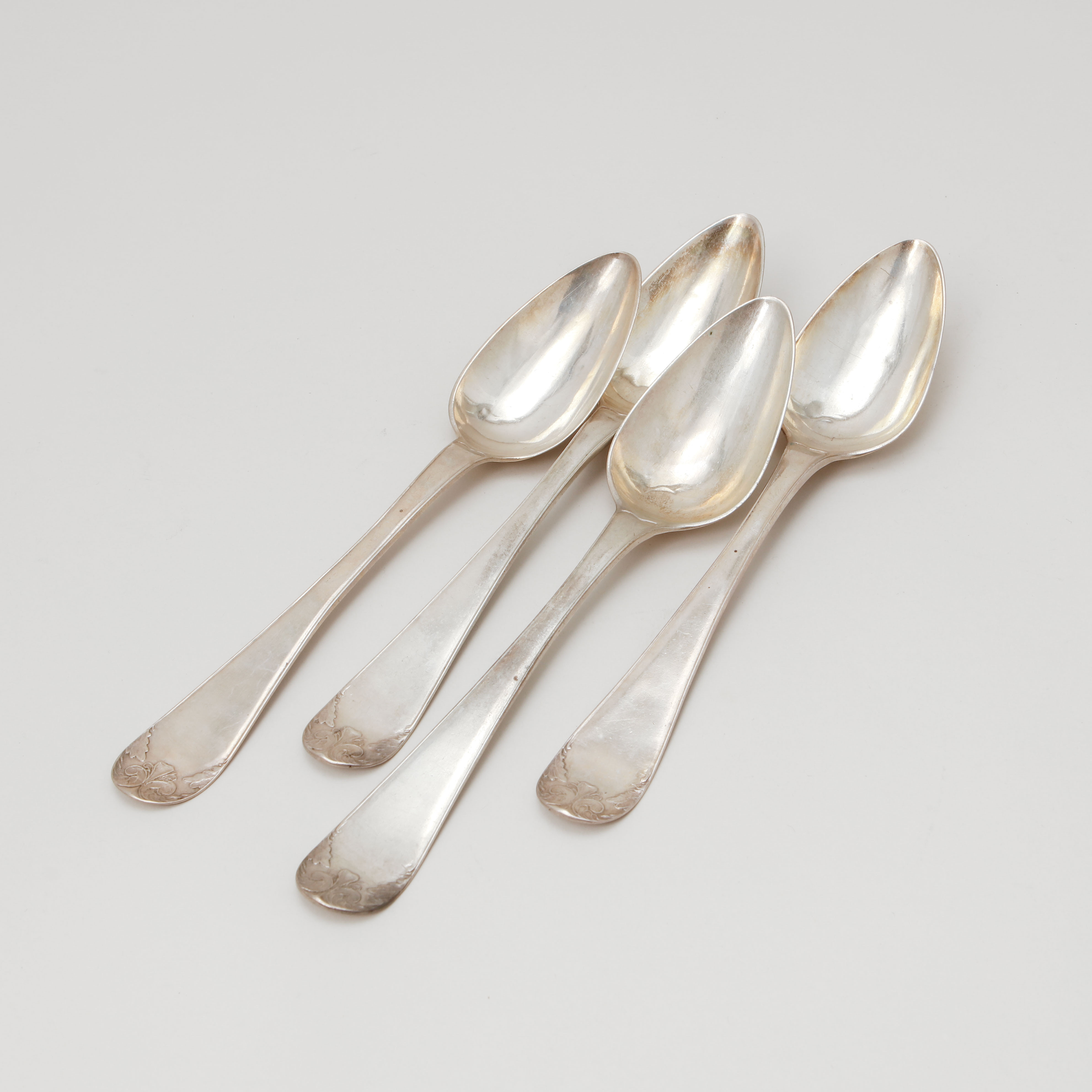 HANS LYBERG. Skedar, 4 st, silver, Borås, 1838.
