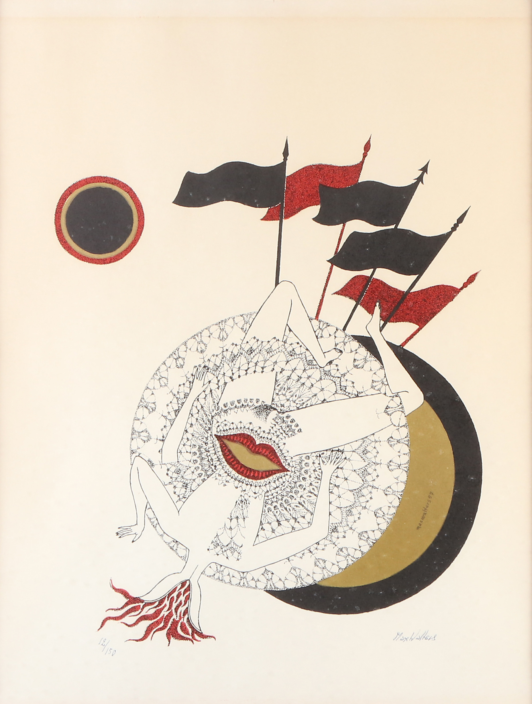 MAX WALTER SVANBERG. Litografi, 12/150. Fantasifigur. Signerad.