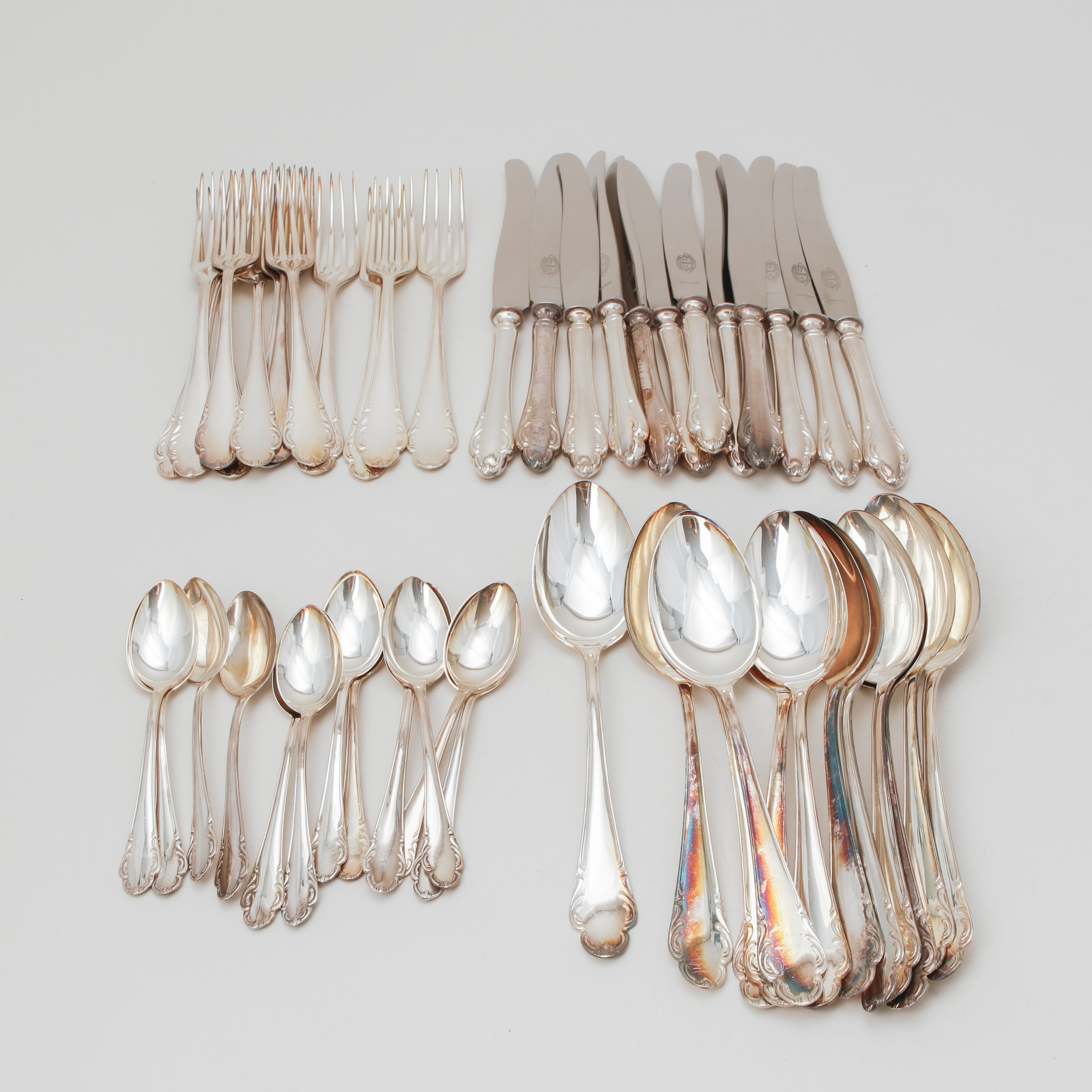 BESTICKUPPSÄTTNING "HAGA", 48 delar, silver, Stockholm 1900-tal. Totalvikt ca 1630 g.