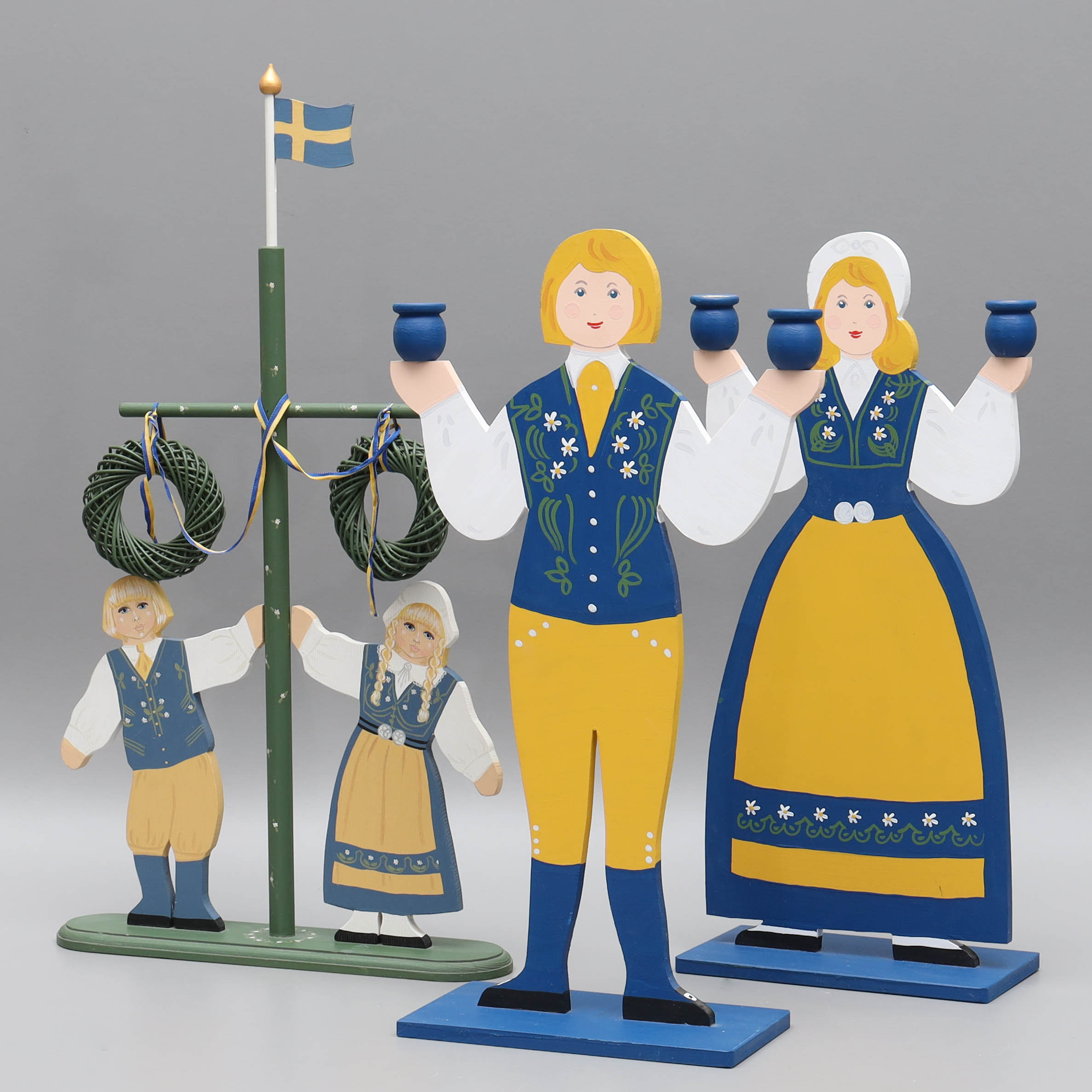 GOLVLJUSSTAKAR samt BORDSDEKORATION, 3 delar, Midsommar/folkdräkter.