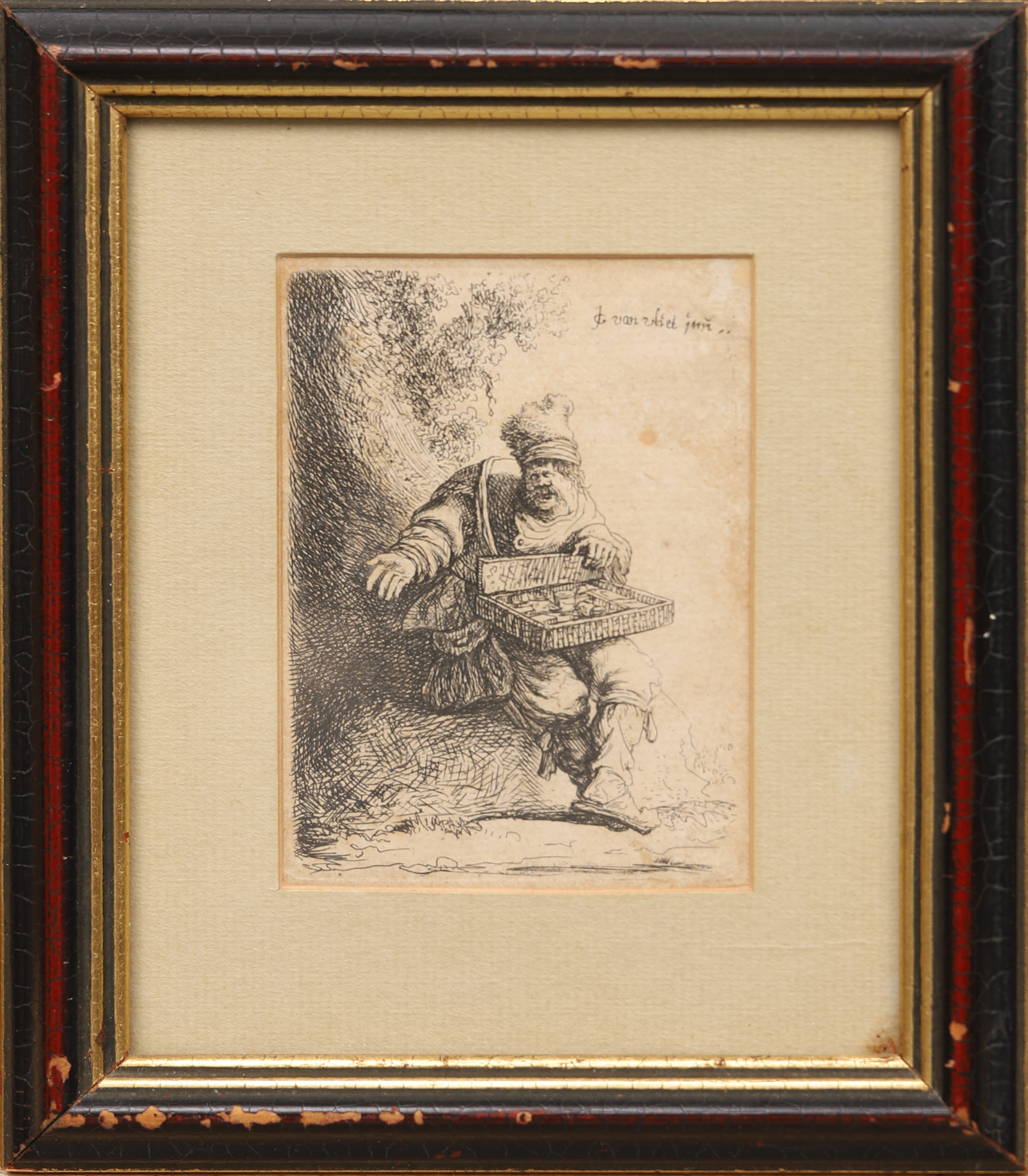 JOHANNES VAN VLIET. EFTER. "The Peddlar", etsning, 1800-tal.