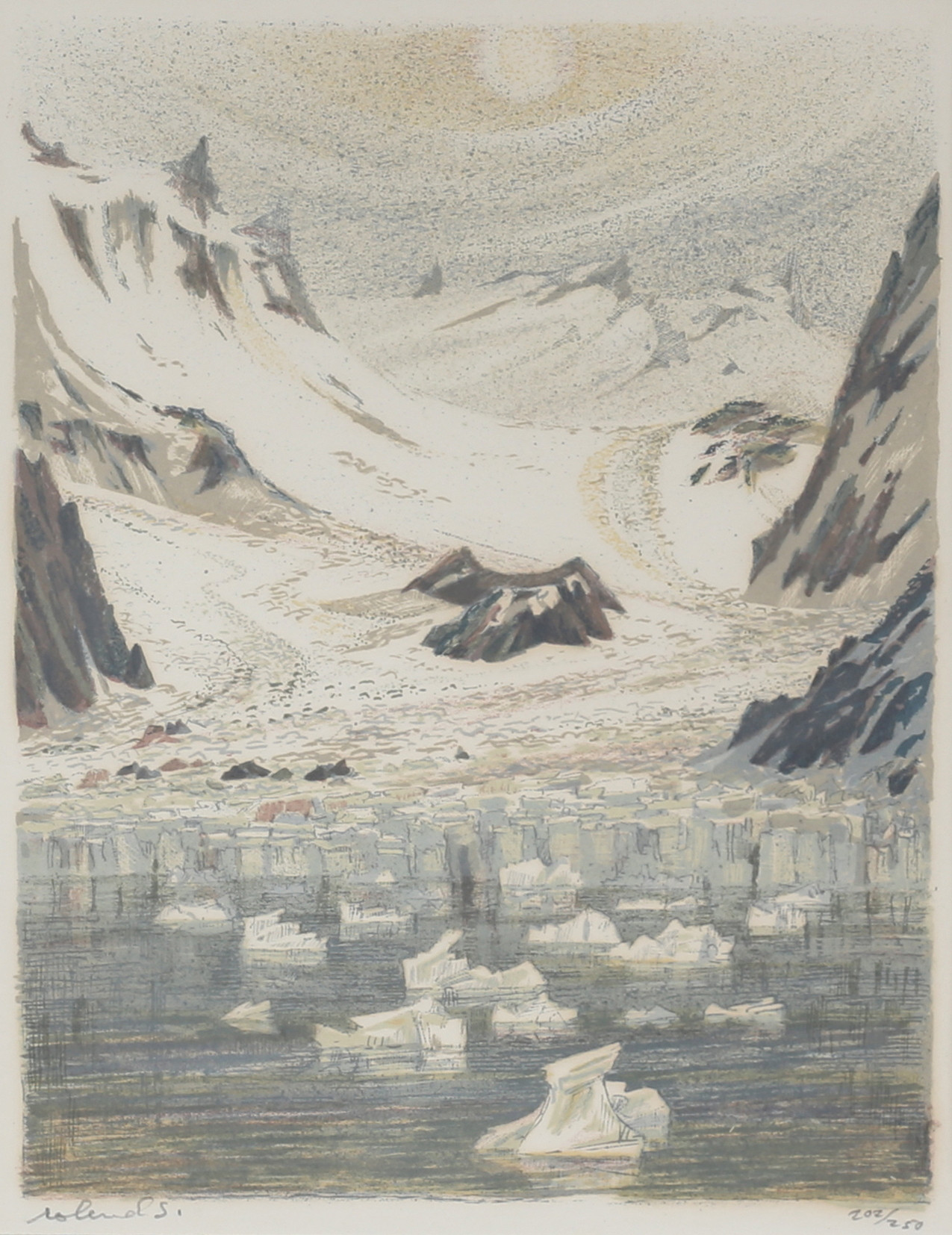 ROLAND SVENSSON. Vinterlandskap, färglitografi, signerad, numrerad 202/250.