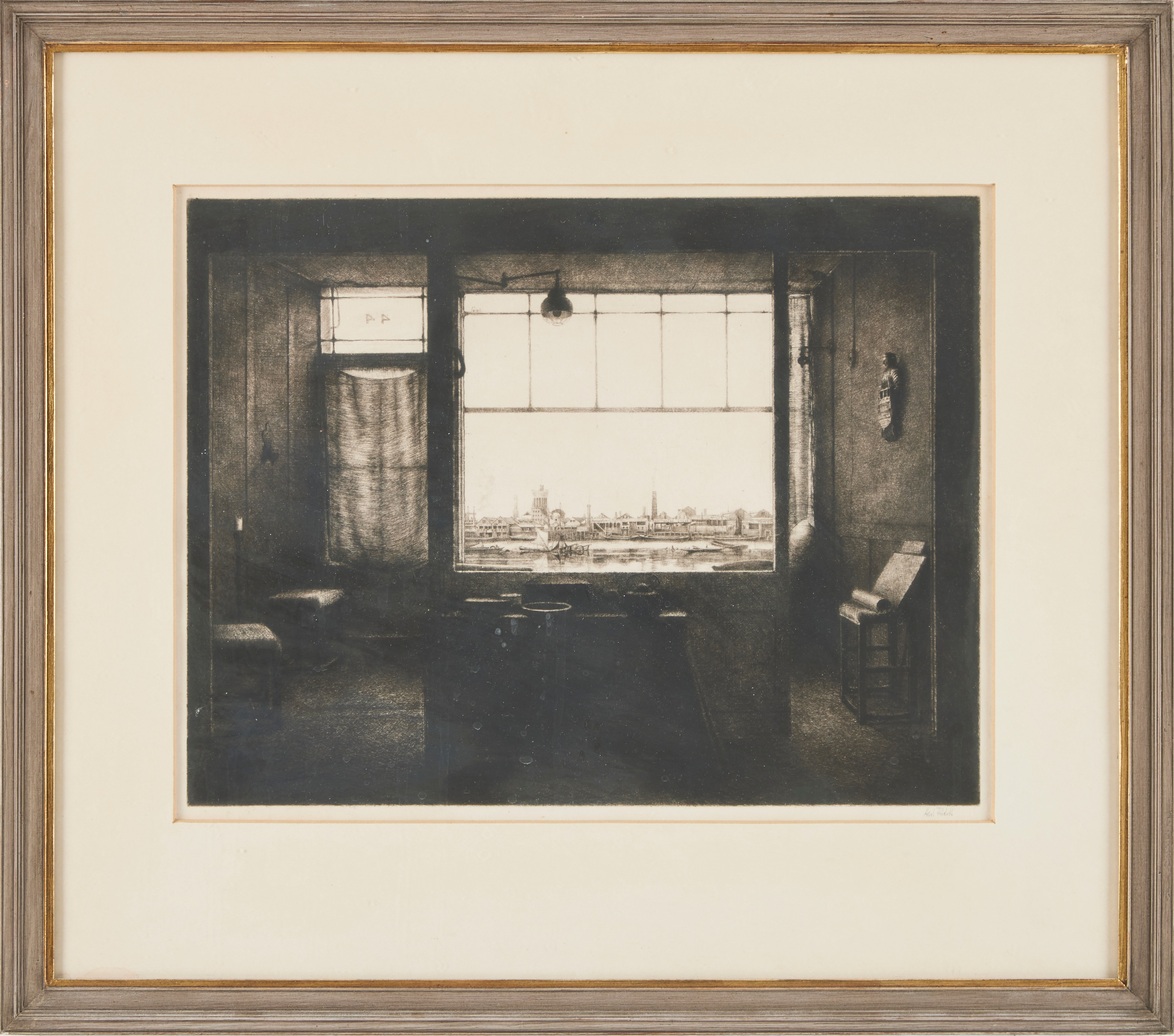 AXEL FRIDELL. "Old Studio", Chelsea London 1927, torrnålsgravyr.