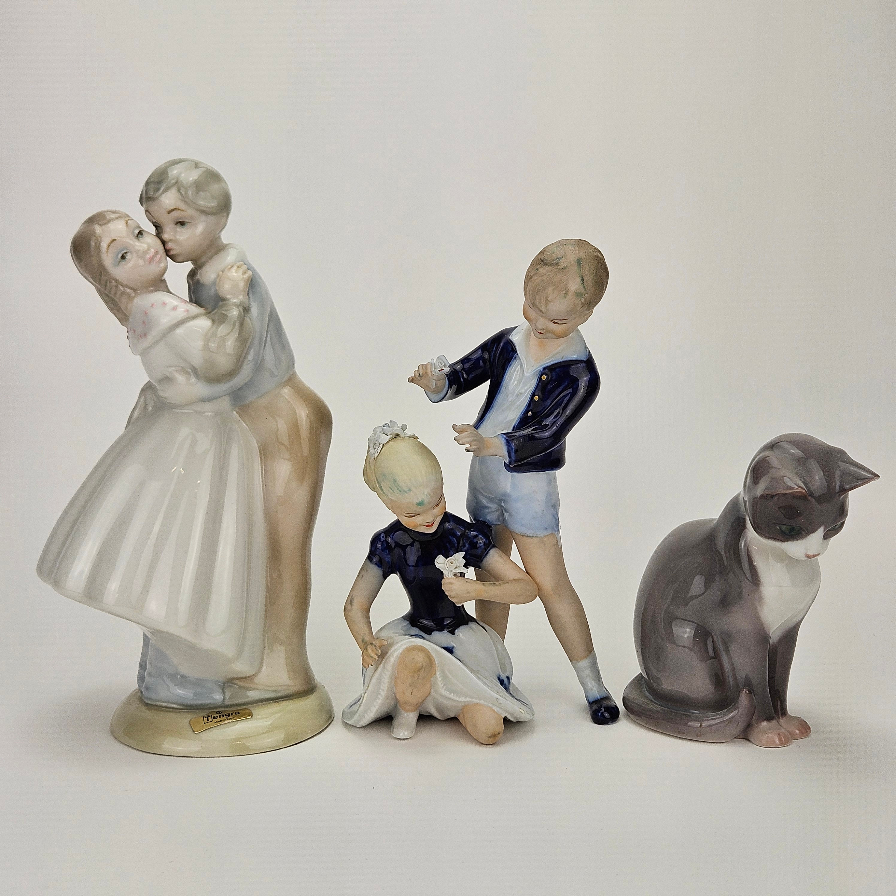 FIGURINER, 3 st, porslin, Bing & Gröndahl, Wallendorf och Tengra.
