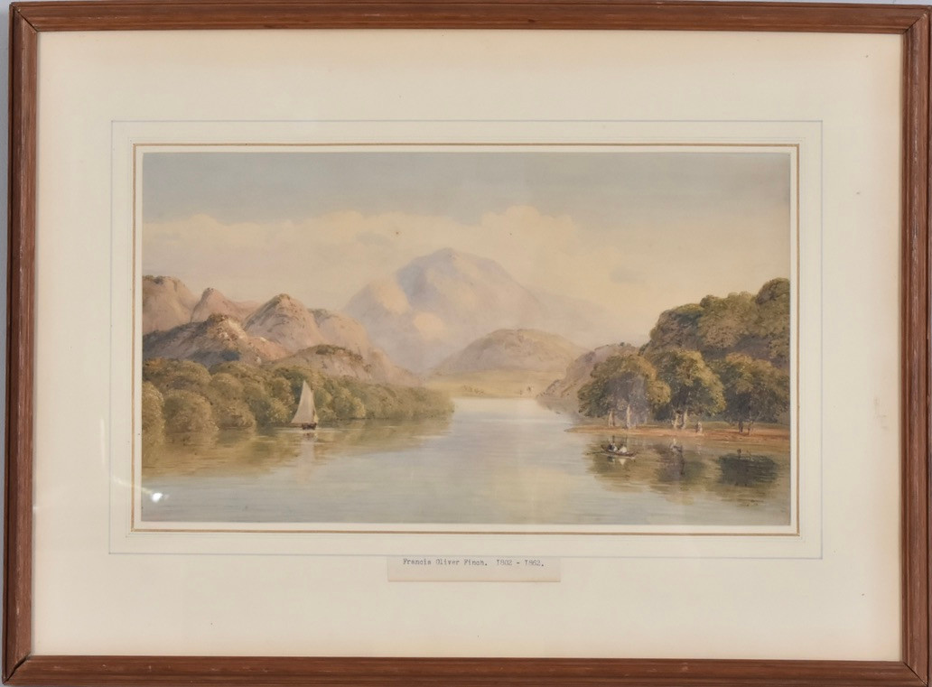 FRANCIS OLIVER FINCH. akvarell, skotsk bergsjö.