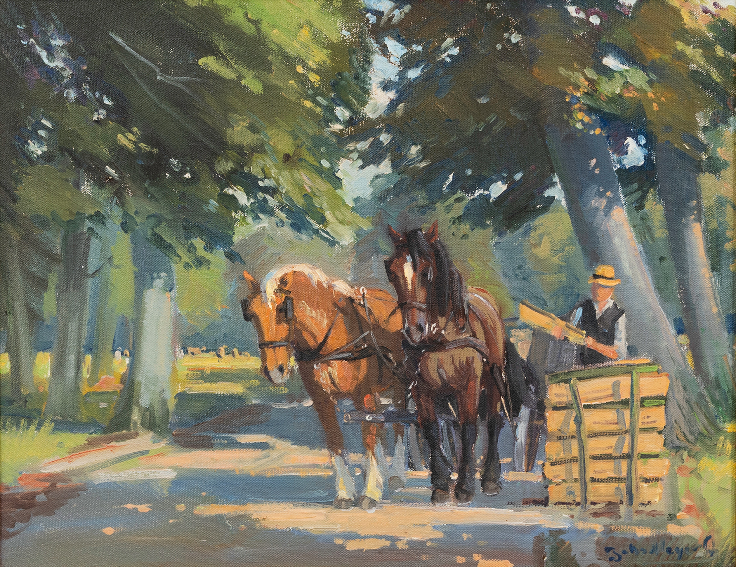 JOHANNES MEYER ANDERSEN (1918-2005). Motiv med häst, olja på duk. signerad.