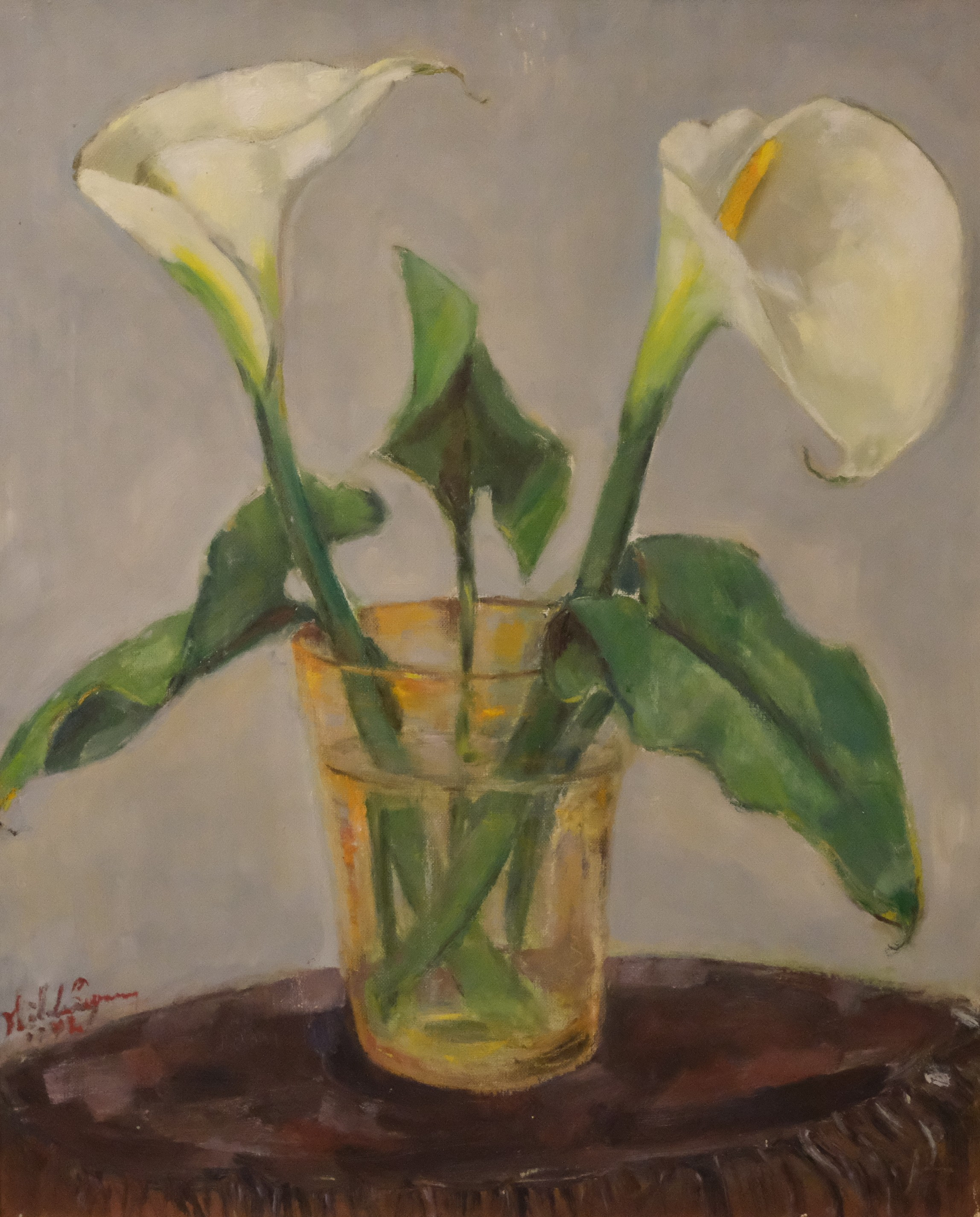 HILDUR LARSSON. OLJA PÅ DUK. "CALLOR". STILLEBEN.