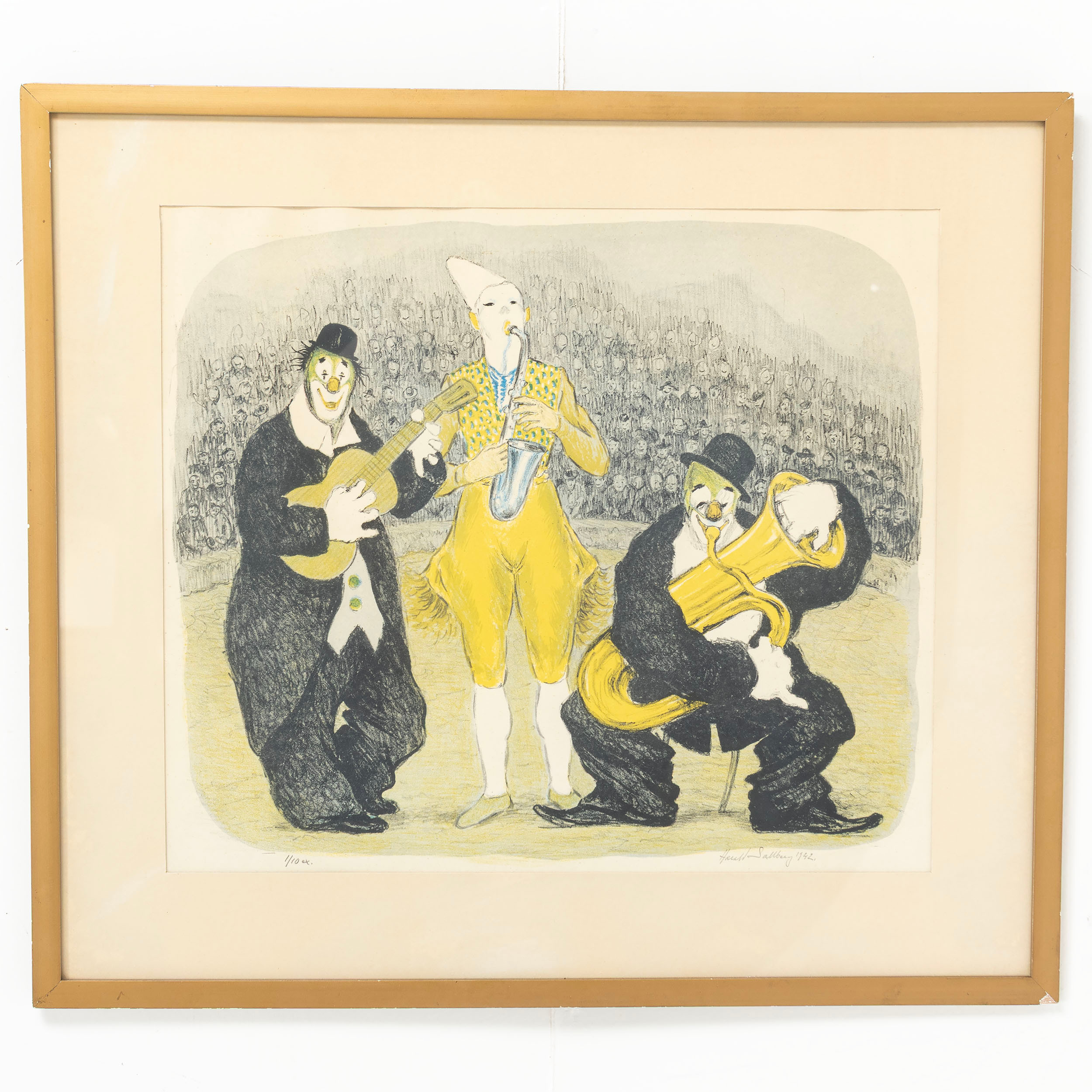 HARALD SALLBERG. Litografi, Cirkusclowner, signerad & numrerad 1/10.
