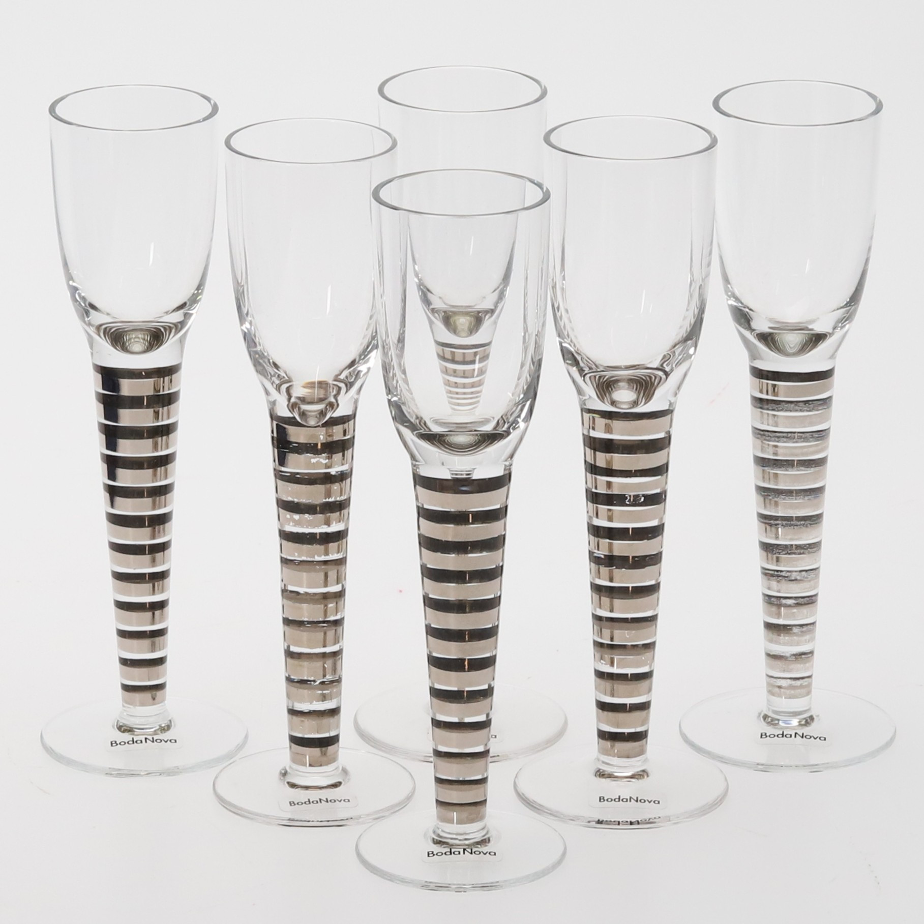 LISELOTT HENRIKSSON. SNAPSGLAS, 6 st. "Select", etikett-märkta BodaNova.